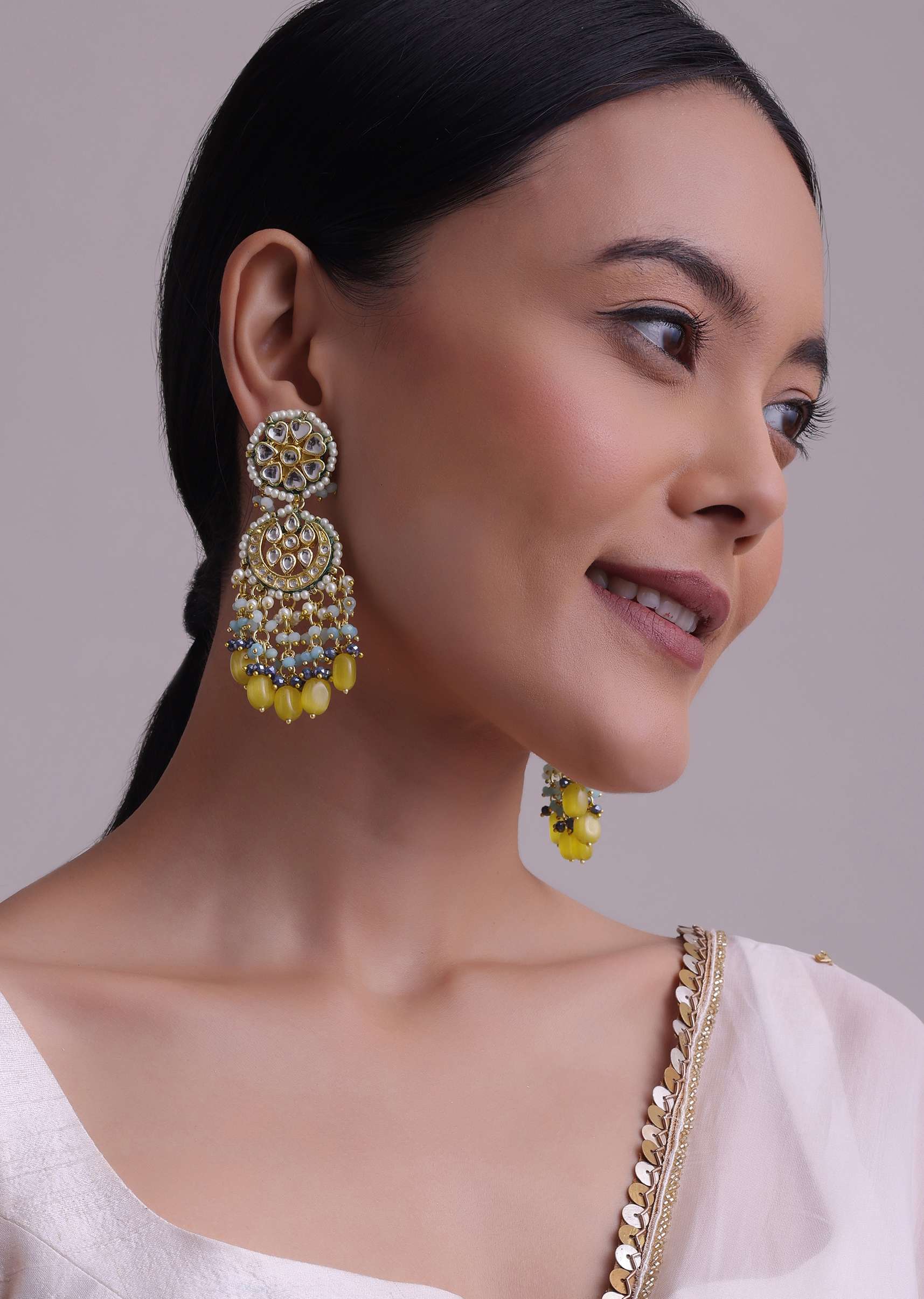 Gold-Finish Kundan Choker Necklace With Colorful Intricate Meenakari Work And Stones In Mix Metal - Image 4