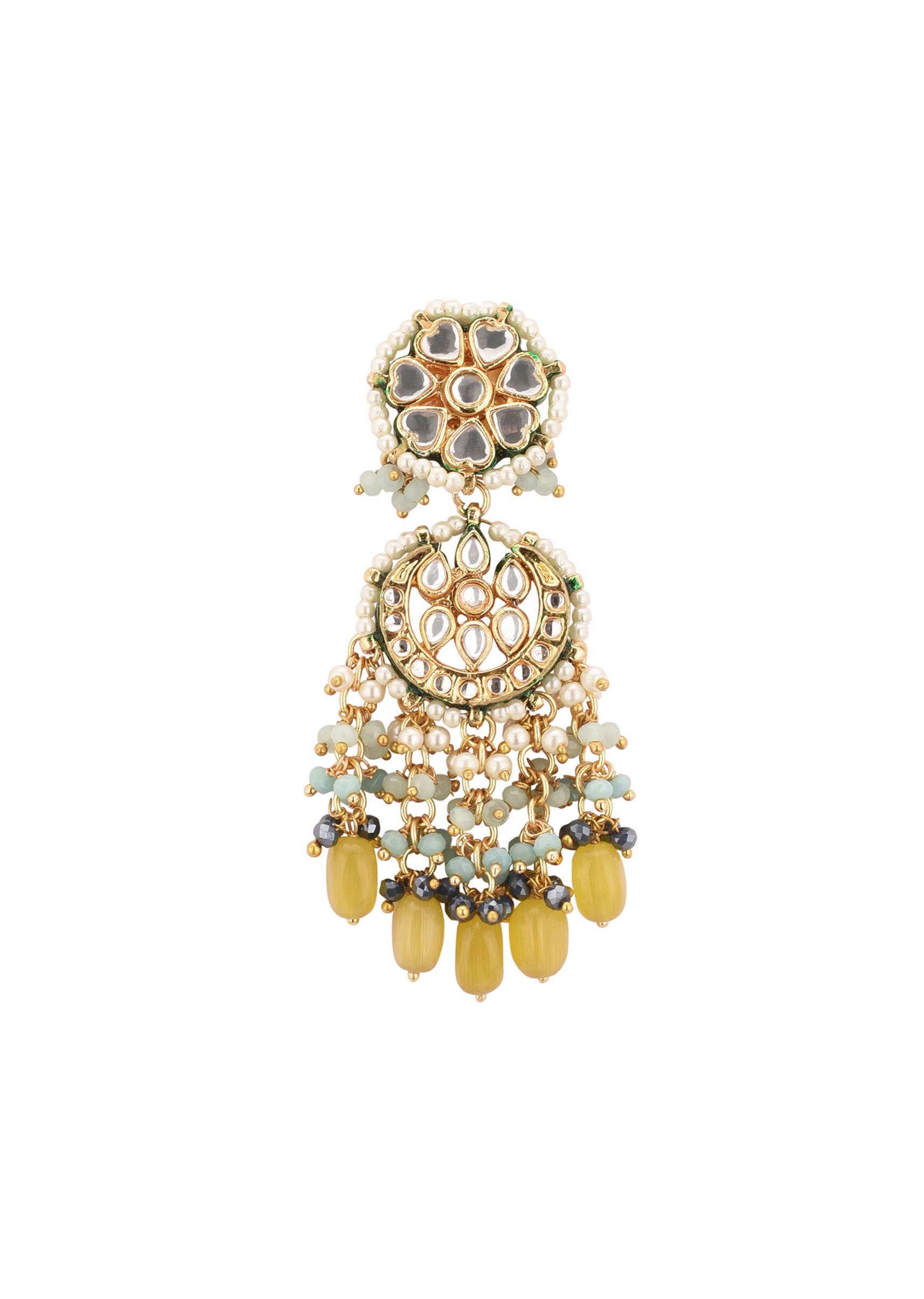 Gold-Finish Kundan Choker Necklace With Colorful Intricate Meenakari Work And Stones In Mix Metal - Image 8