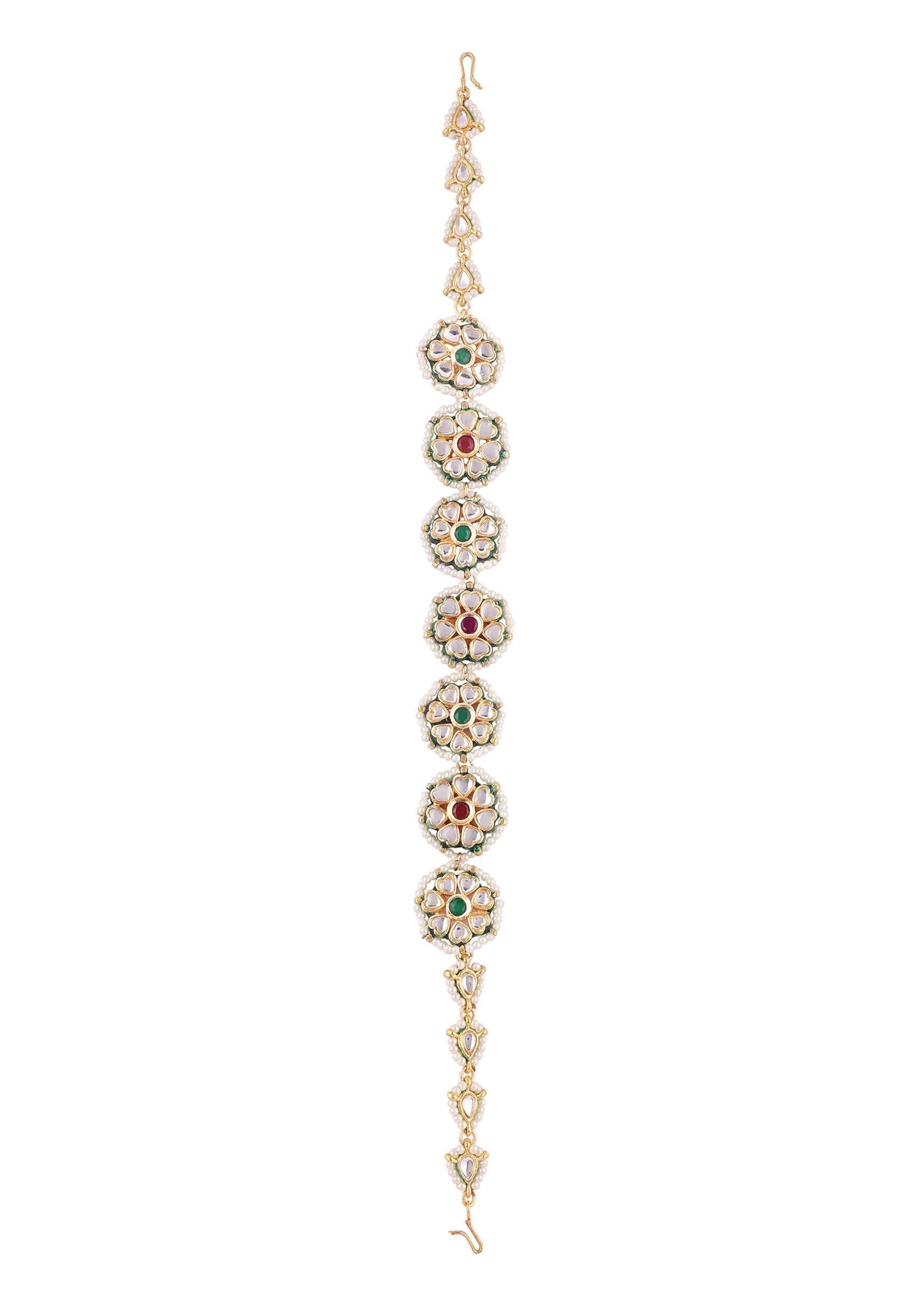 Gold Finish Kundan Matha Patti with Pearls - Image 3