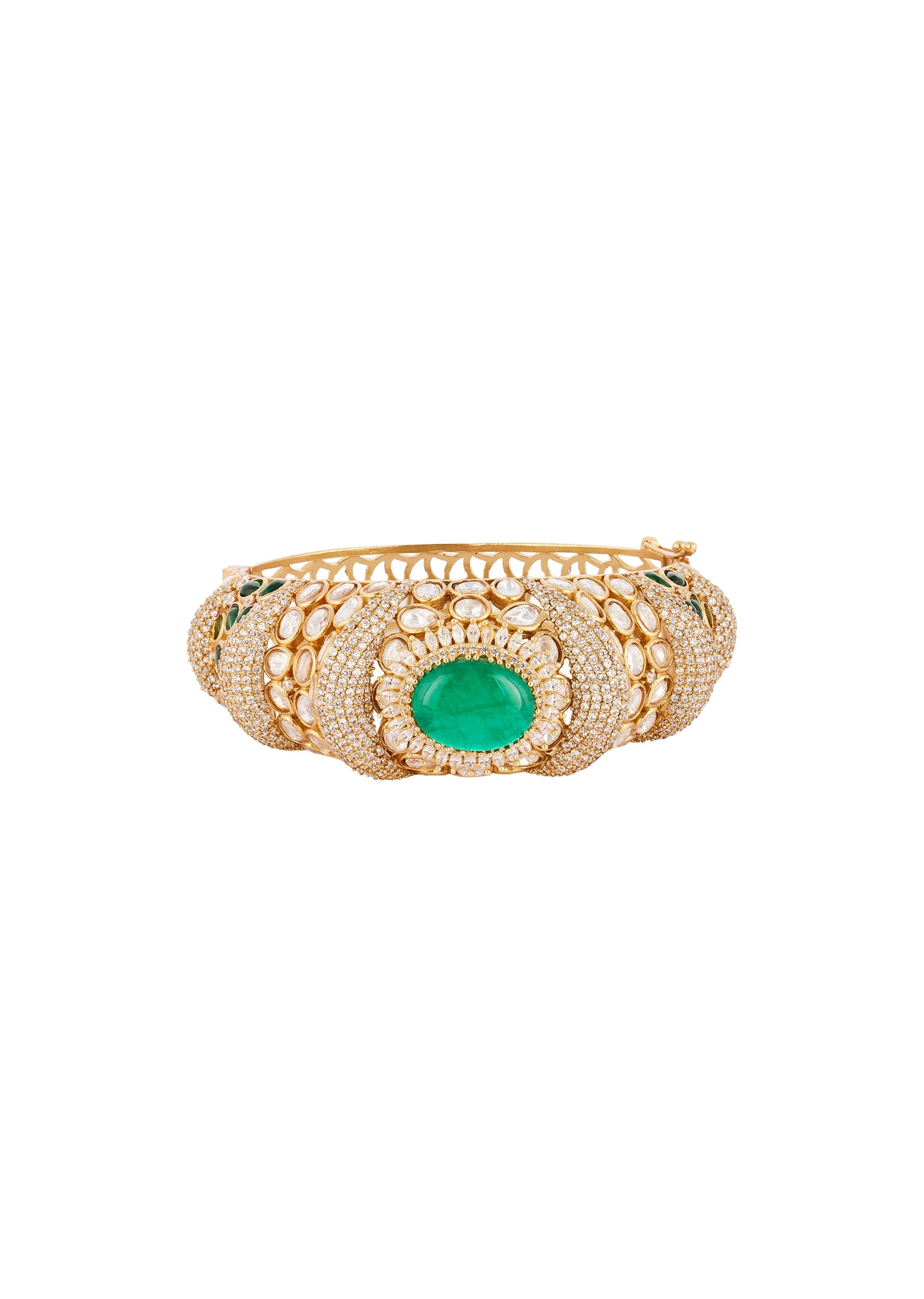 Gold Finish Ring In Kundan Polki - Image 2