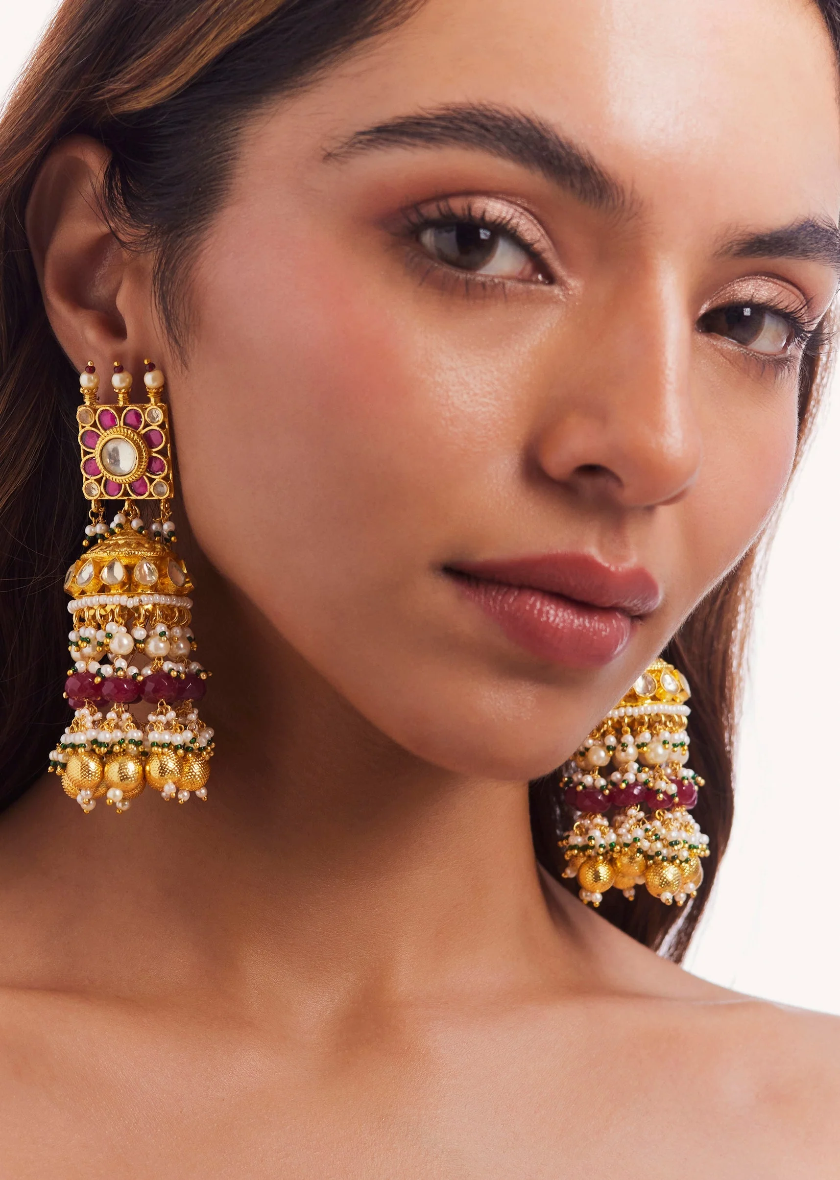 Gold Finish Ruby Choker Set - Image 3