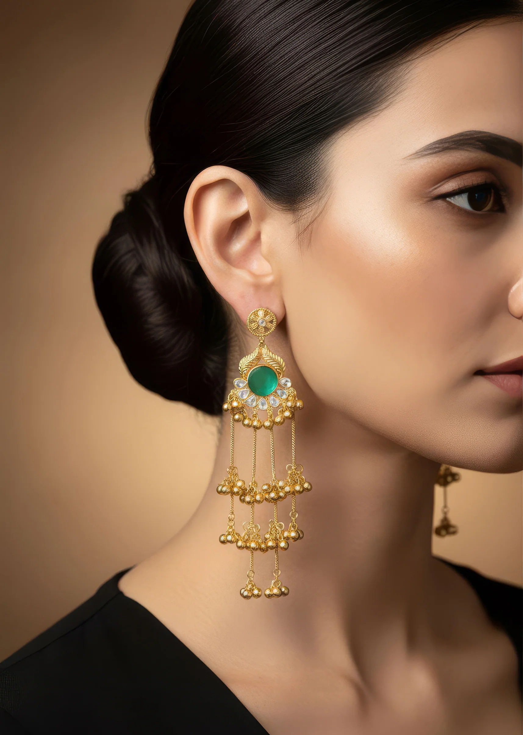 Gold Finish Statement Jhumkas for Festive Wear