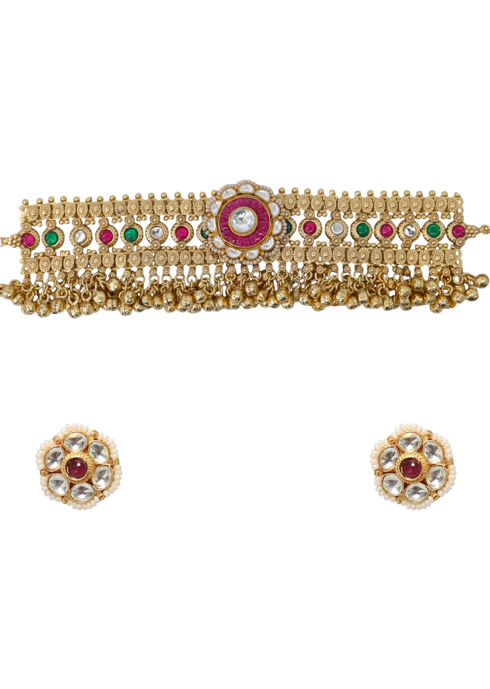 Gold Fusion Pendant Necklace and Earring Set - Image 2