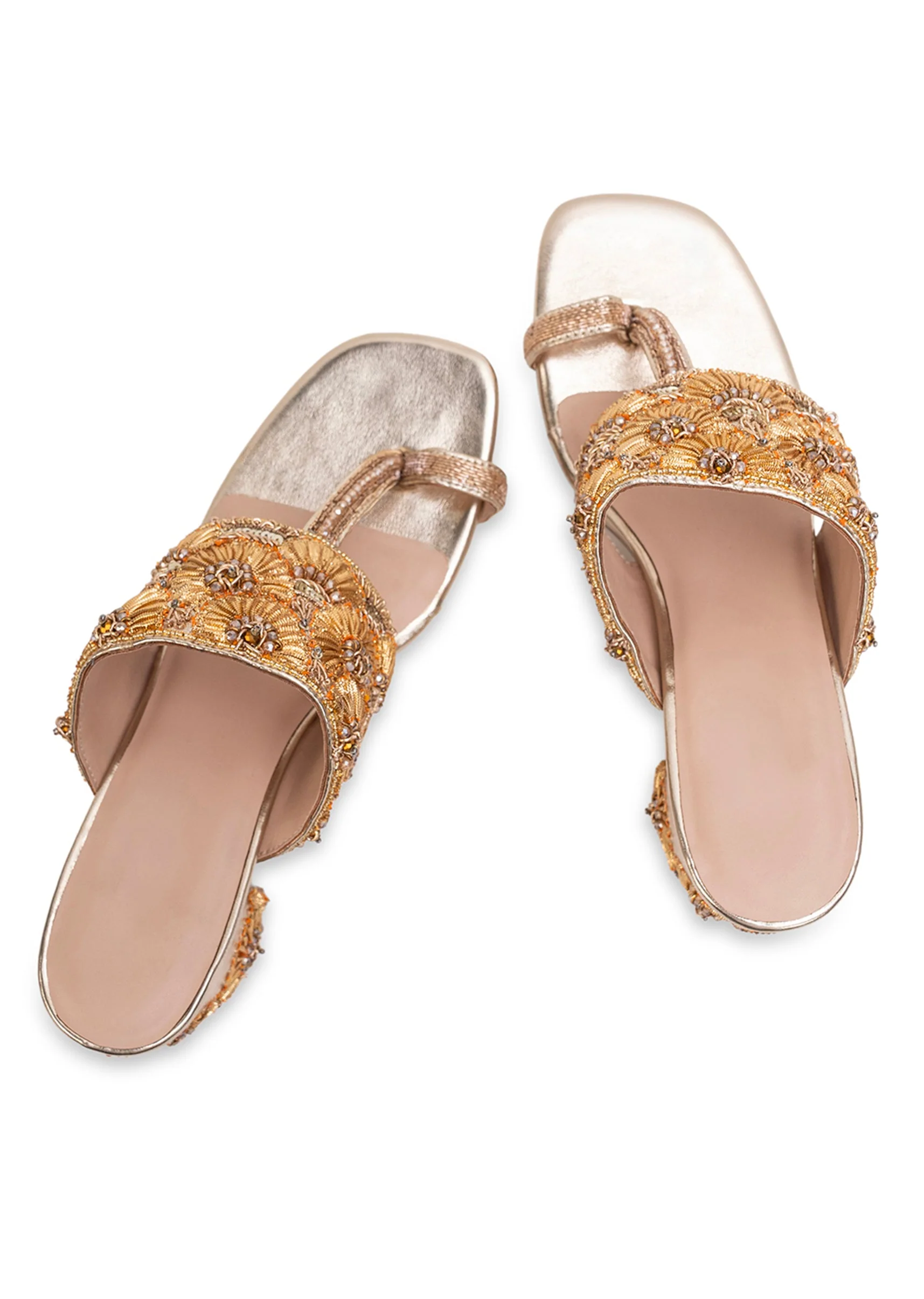 Gold Handcrafted Kolhapuri Heels - Image 2