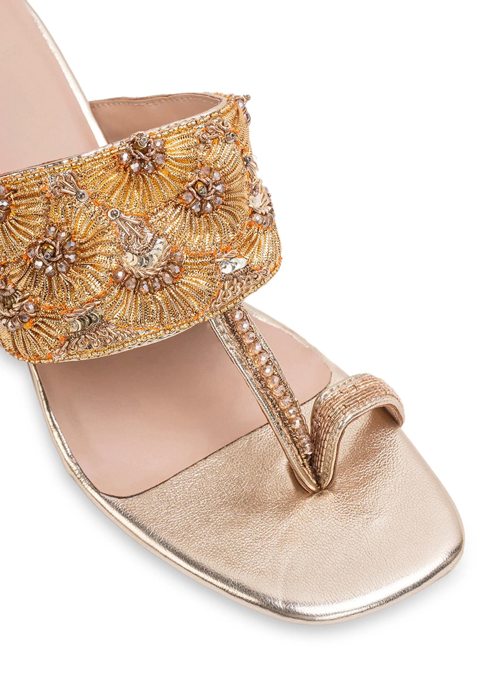 Gold Handcrafted Kolhapuri Heels - Image 3