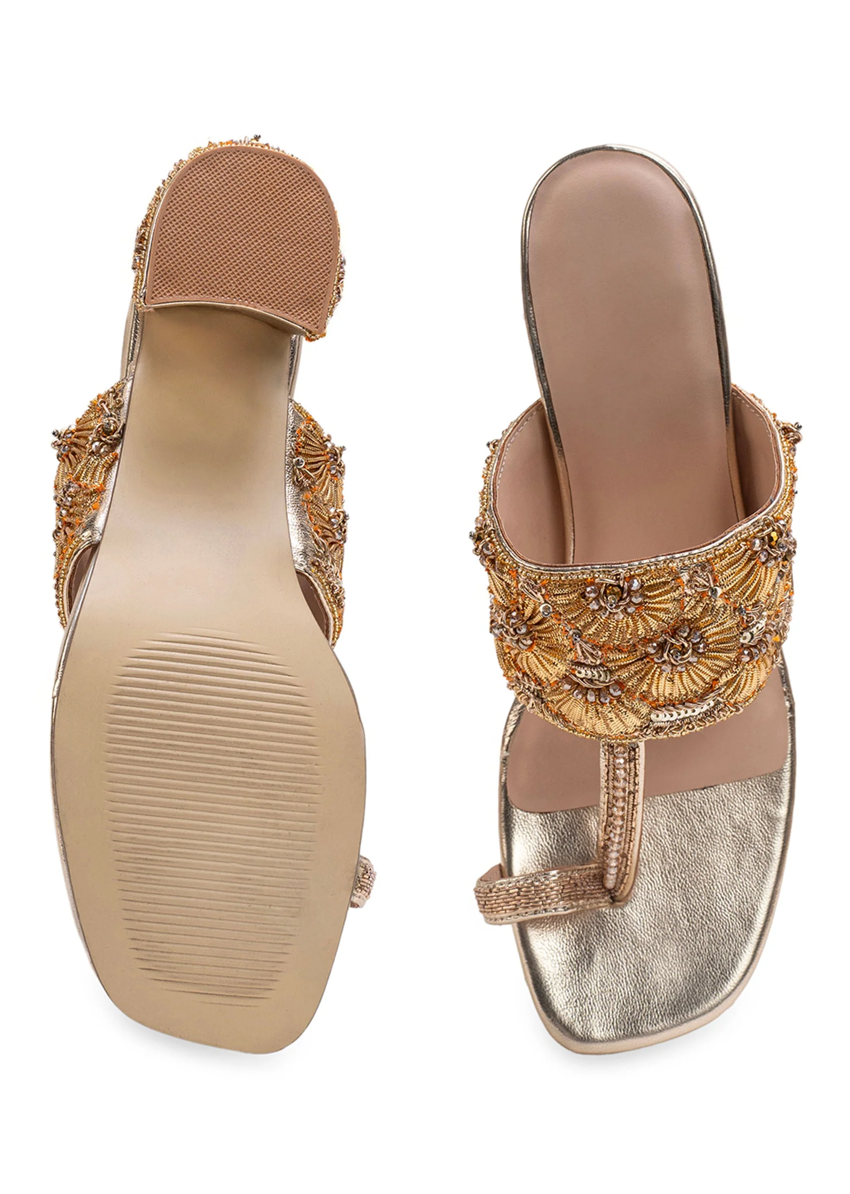 Gold Handcrafted Kolhapuri Heels - Image 4