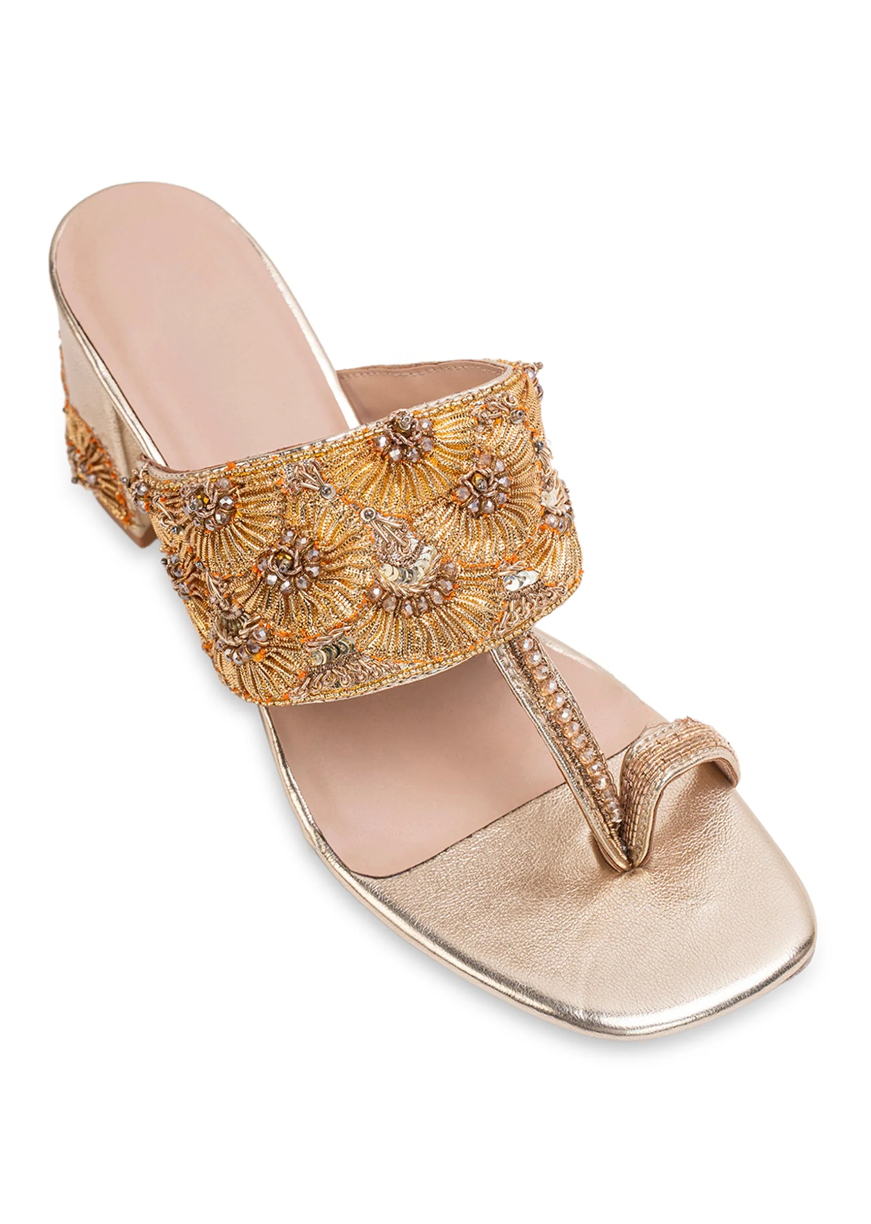 Gold Handcrafted Kolhapuri Heels - Image 5