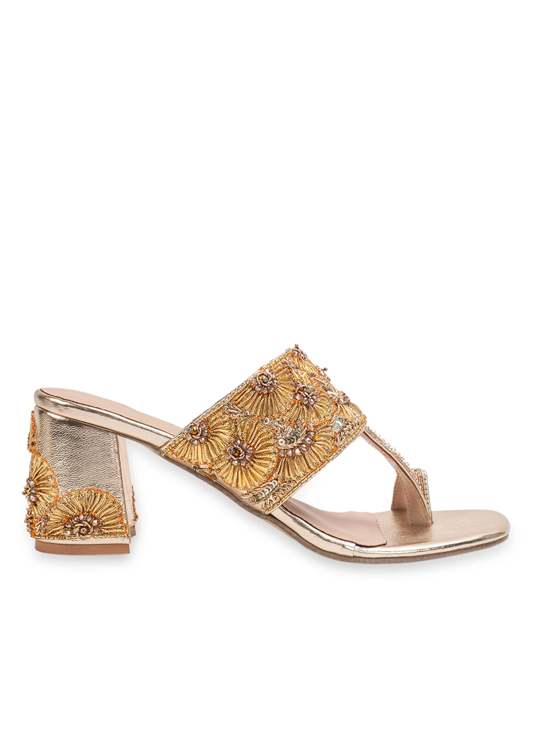 Gold Handcrafted Kolhapuri Heels - Image 7