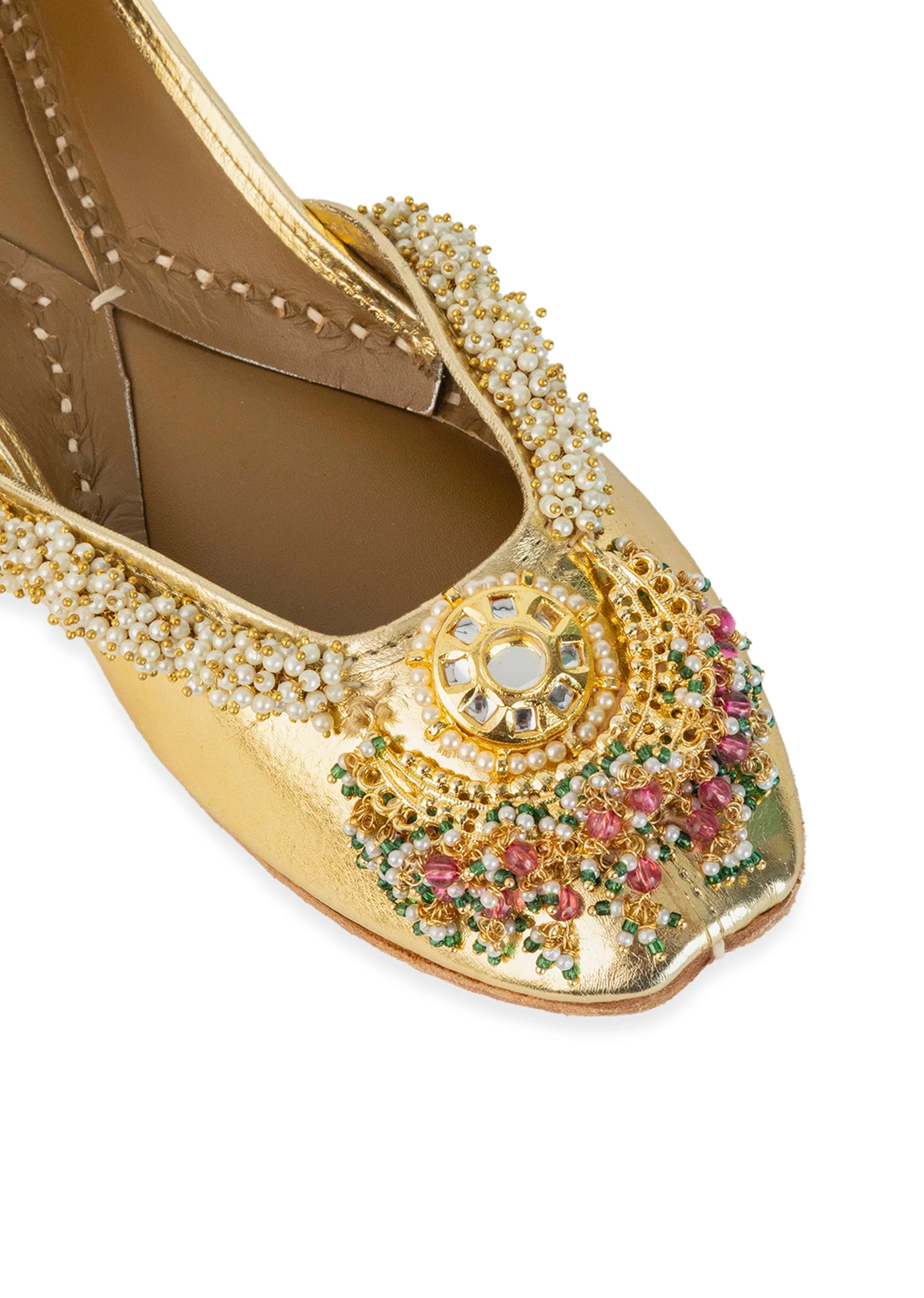 Gold Mirror Embellished Juttis - Image 3