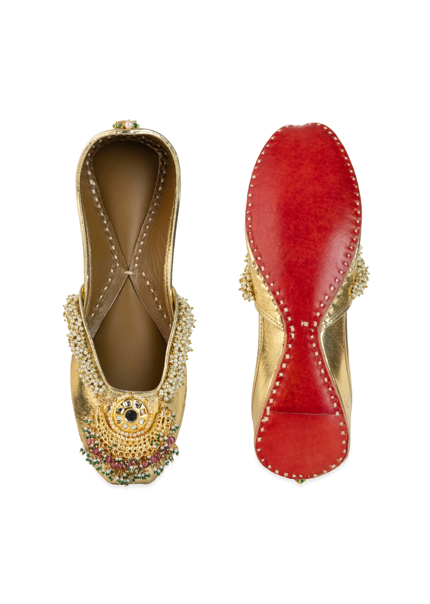 Gold Mirror Embellished Juttis - Image 4