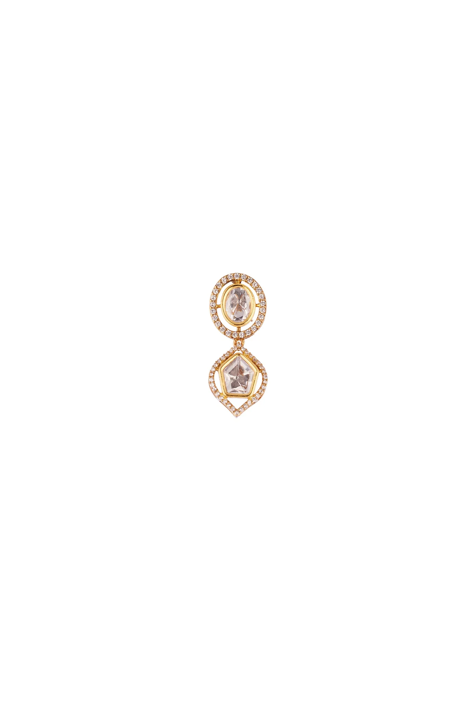 Gold Necklace Set with Polki Detailings - Image 5