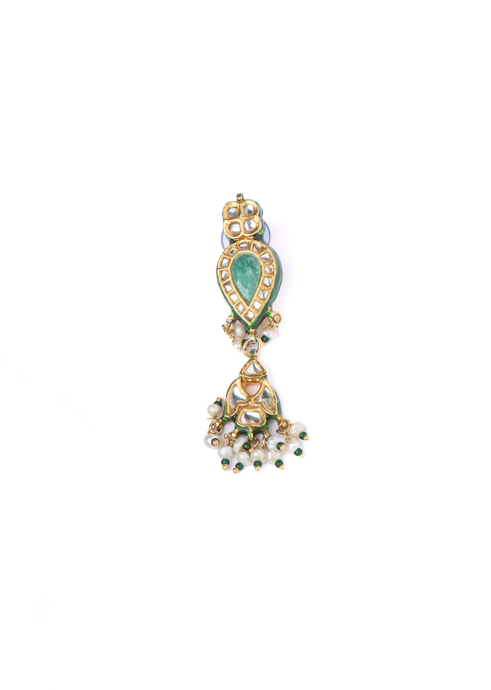 Gold Necklace Set With Stones And Pearl Tassels - Image 5