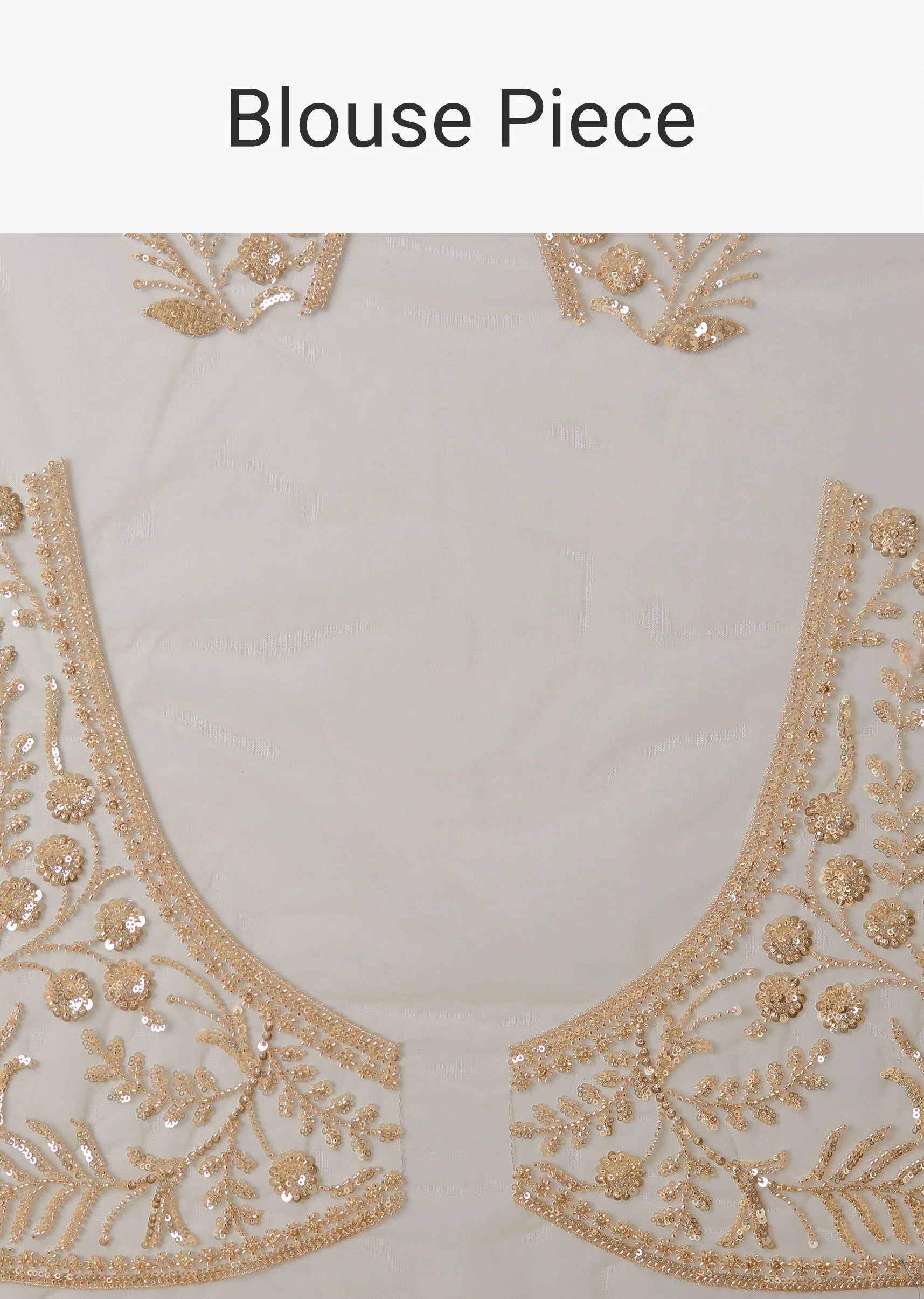 Gold Net Saree With Floral Sequins Work - Image 9