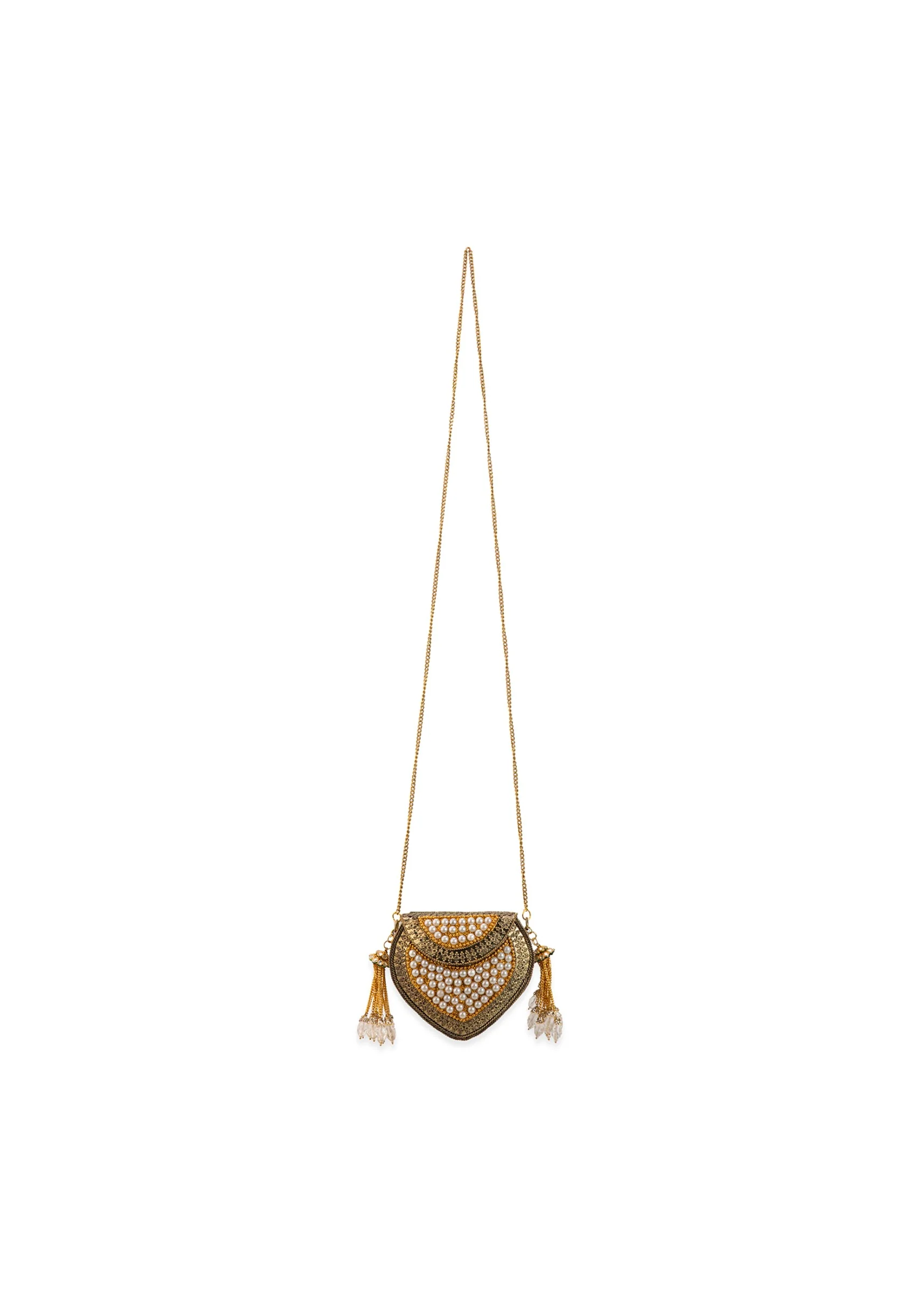 Gold Pearl Embellished Filigree Sling Bag - Image 2