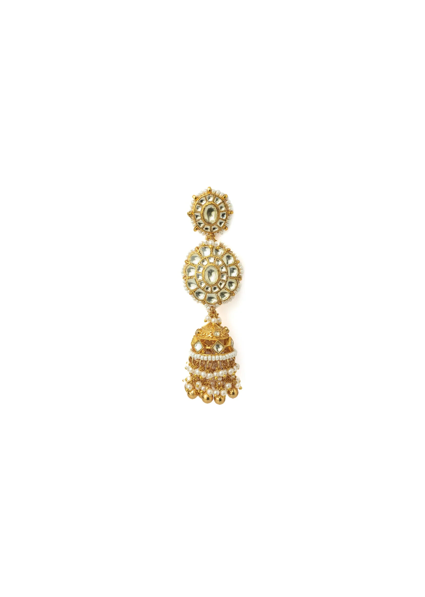 Gold Plated And Kundan Polki Earringss - Image 3