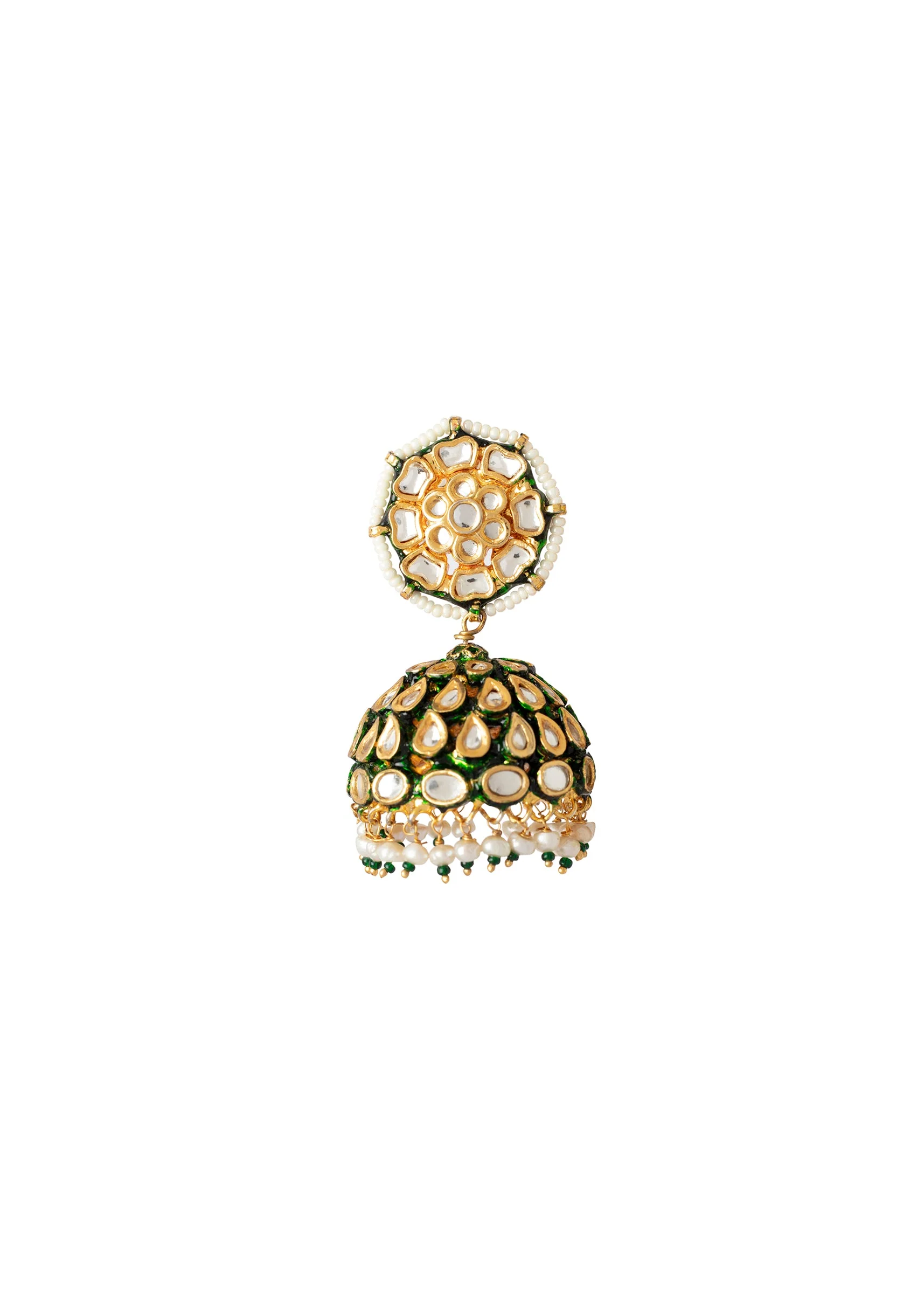 Gold Plated Black Kundan Polki Earrings - Image 3