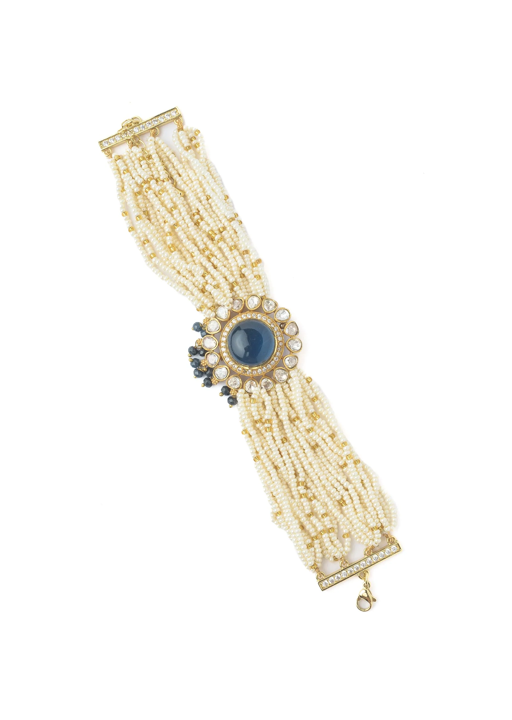 Gold Plated Blue Beaded Bracelet