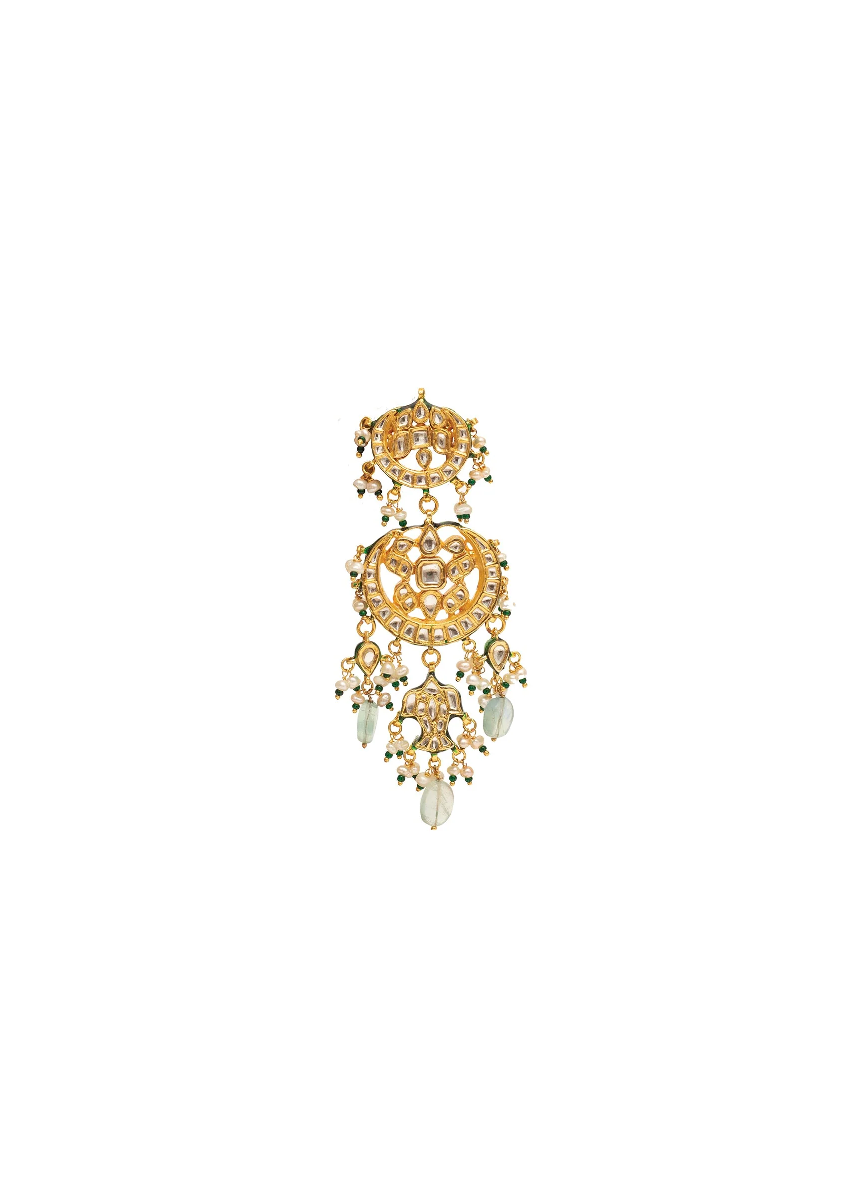 Gold Plated Chandelier Green Earrings - Image 3