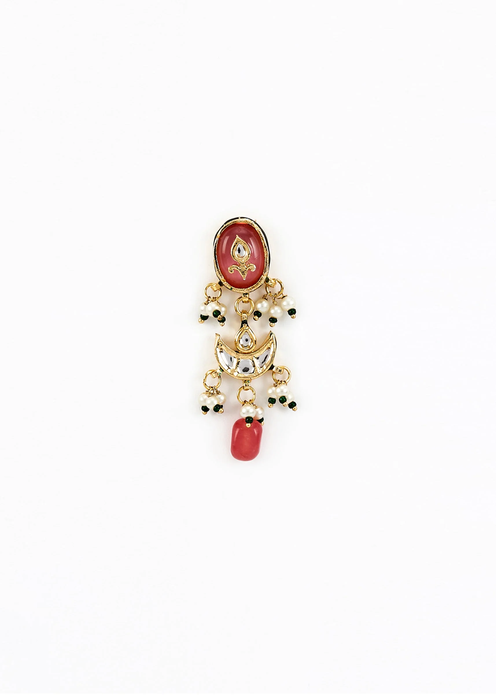 Gold Plated Deep Pink Choker Necklace Set With Earrings - Image 5