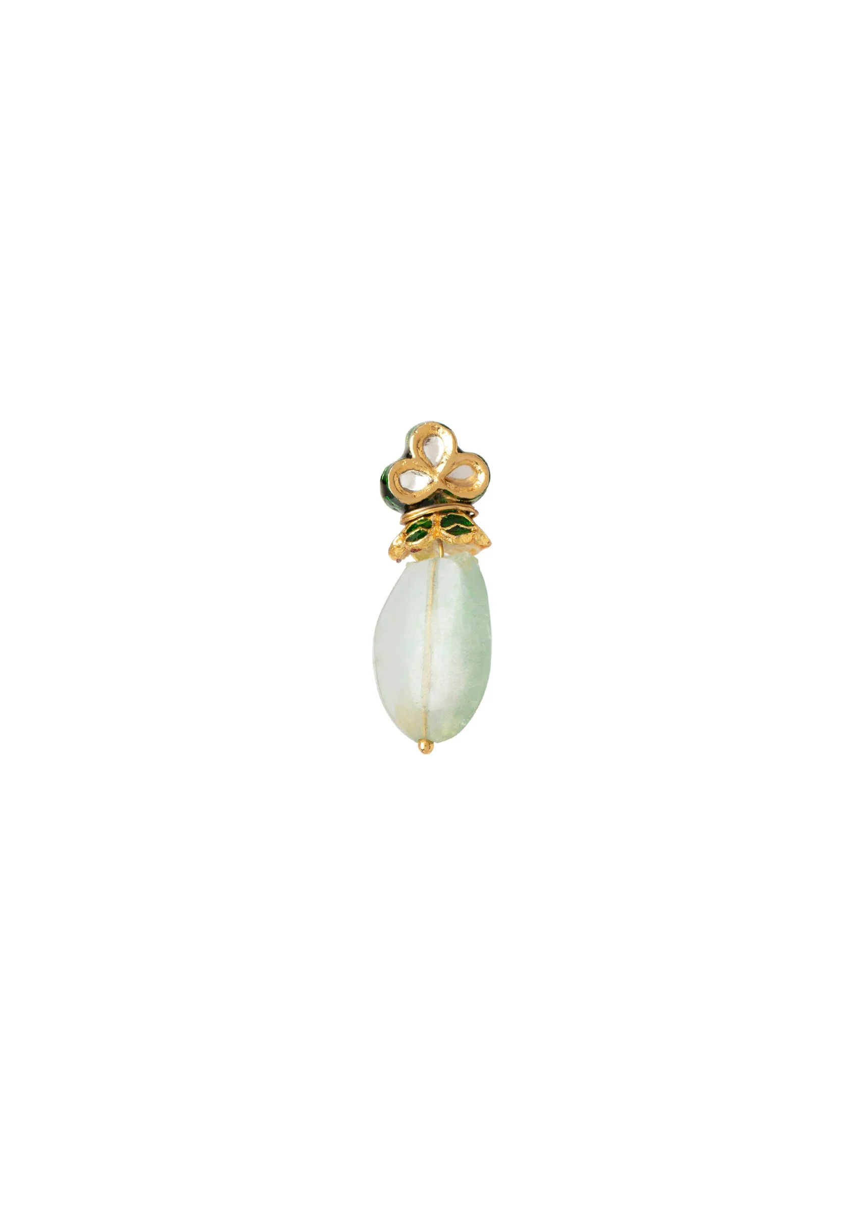Gold Plated Green Kundan Polki Necklace Set With Earrings - Image 5