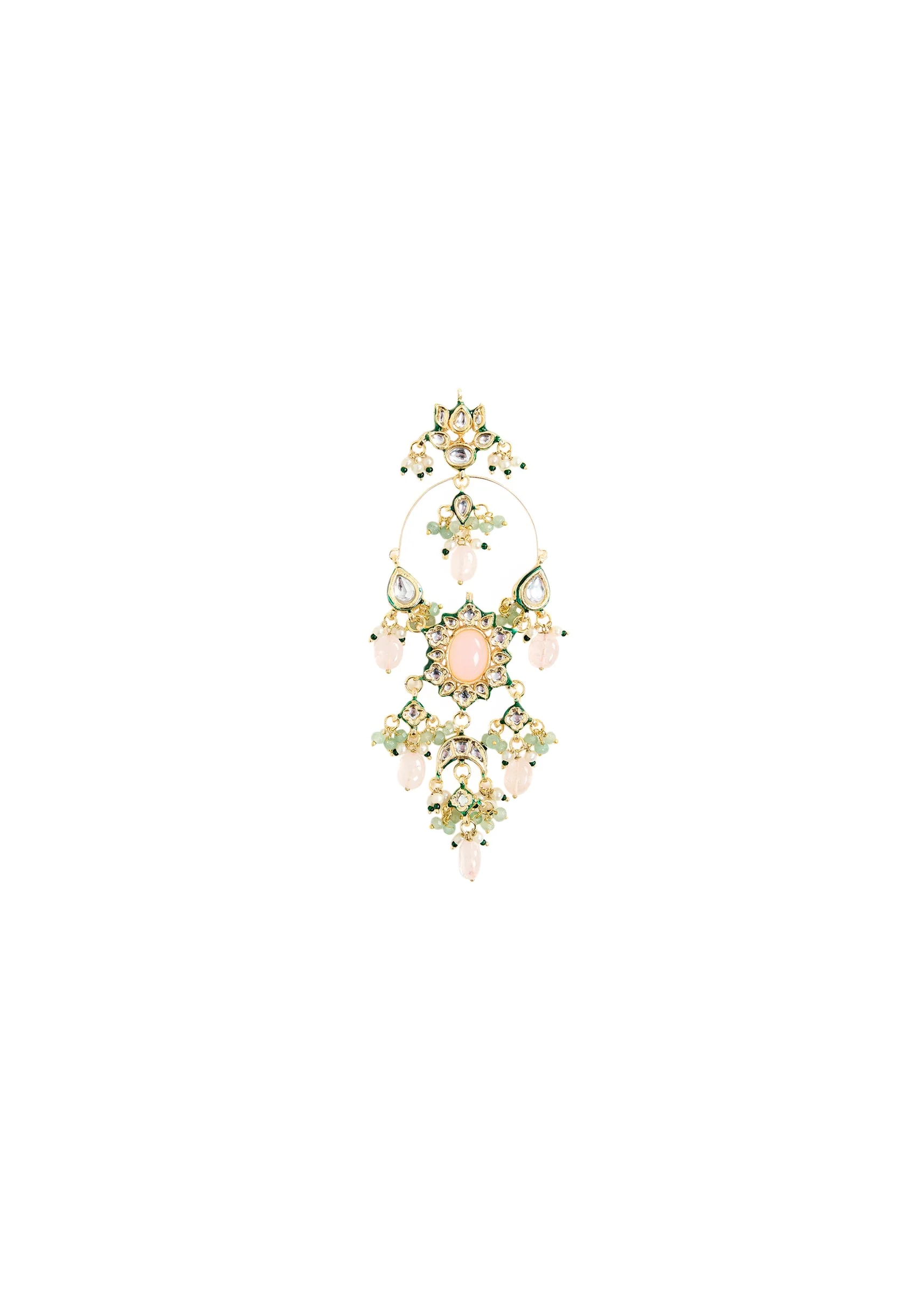 Gold Plated Kundan And Pearl Statement Earrings - Image 3