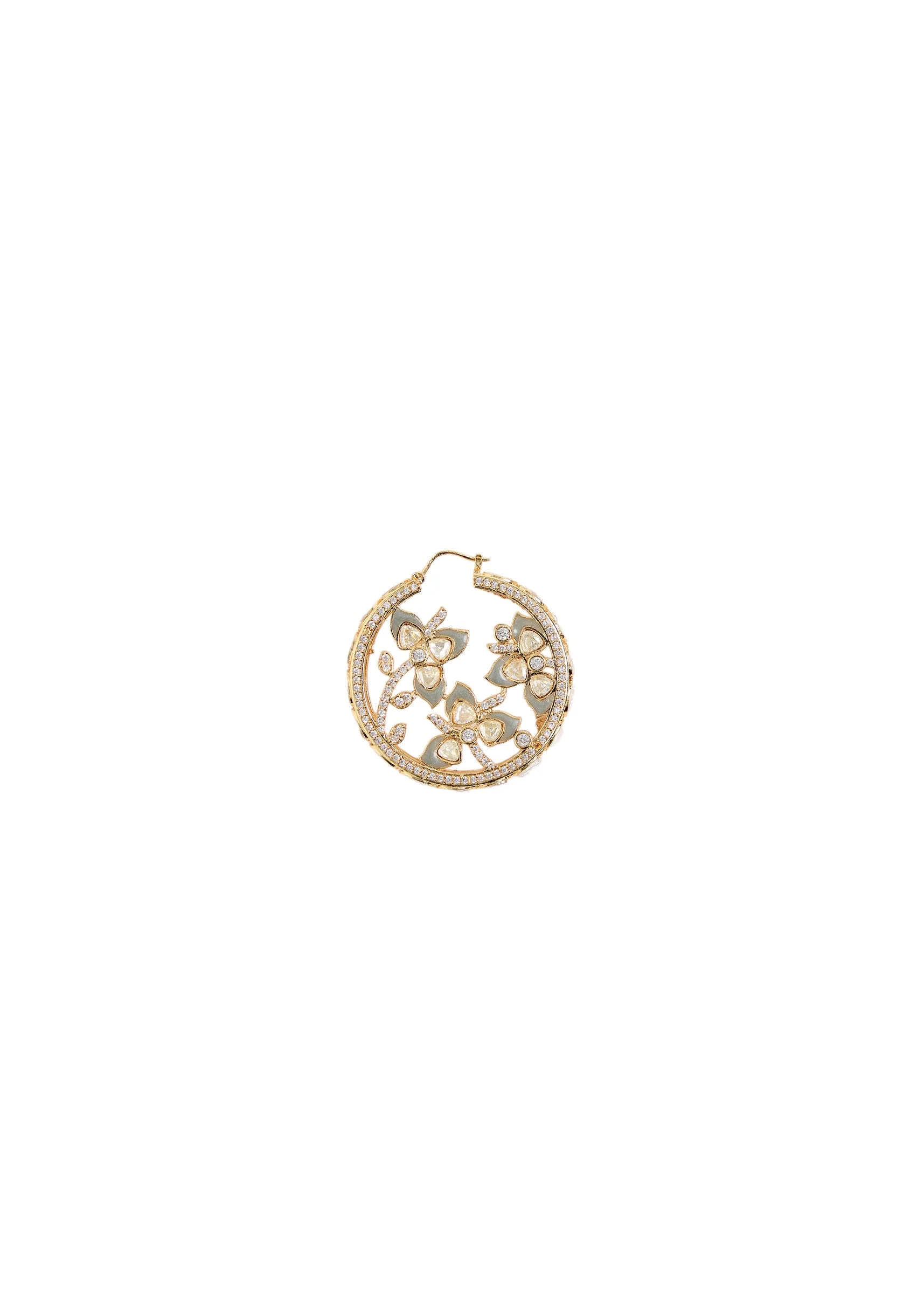 Gold Plated Kundan Drop Earrings - Image 3