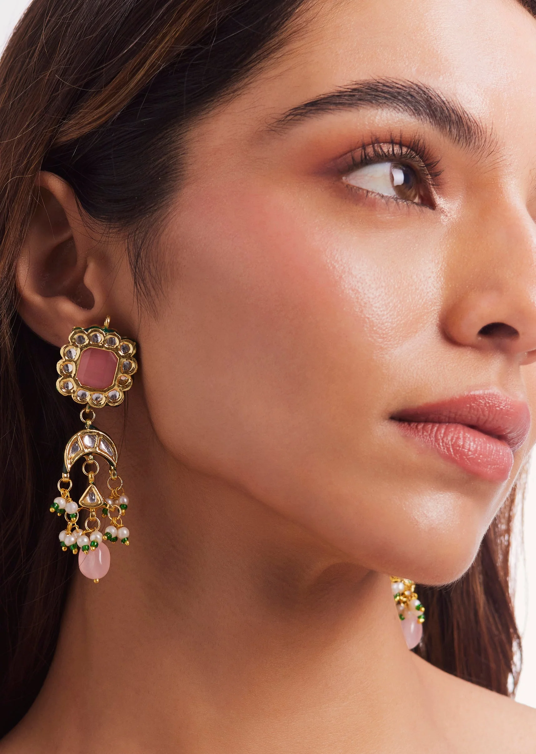 Gold Plated Kundan Polki Choker Set - Image 3