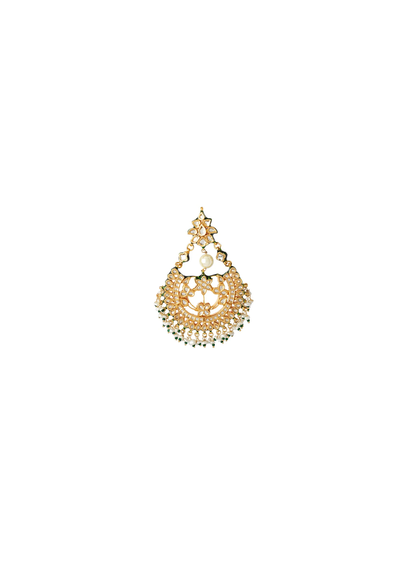 Gold Plated Kundan Polki Necklace And Earrings Set - Image 5