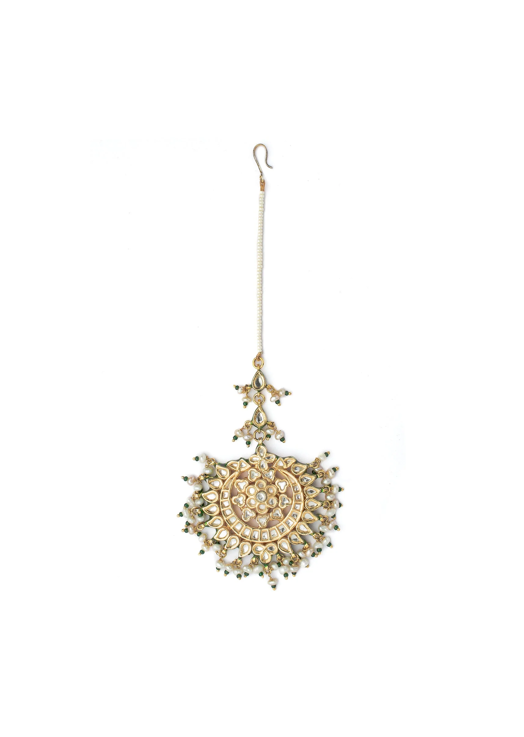 Gold Plated Kundan Work With Pearl Embellishments Maangtikka