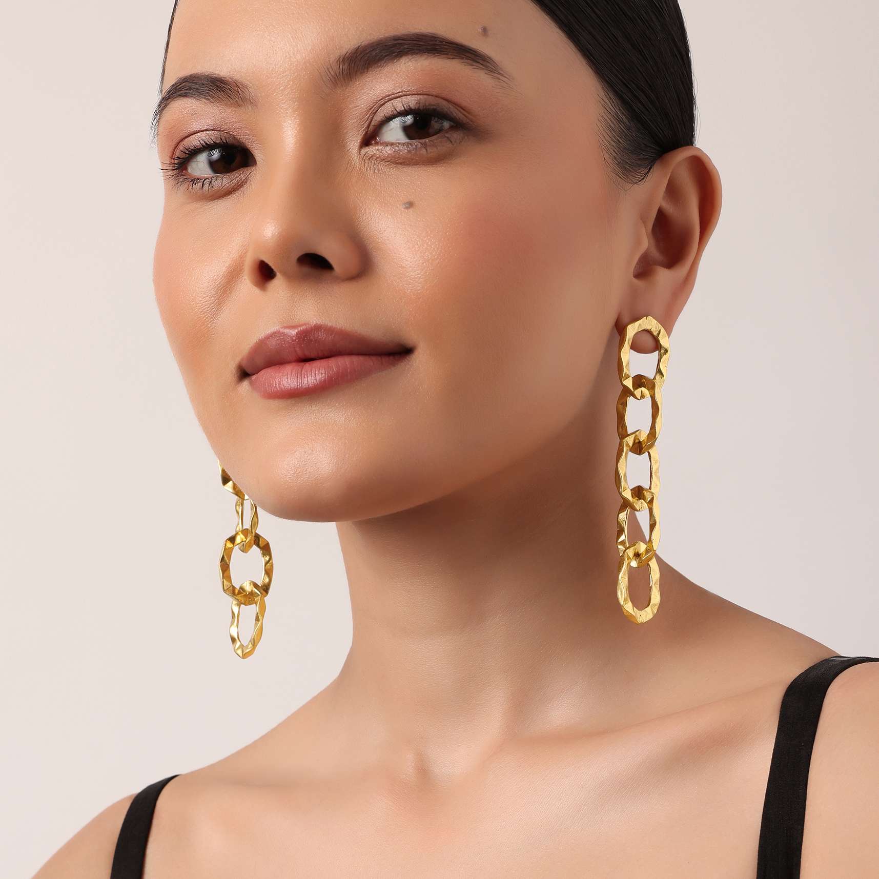 Gold Plated Link Style Chain Danglers - Image 2