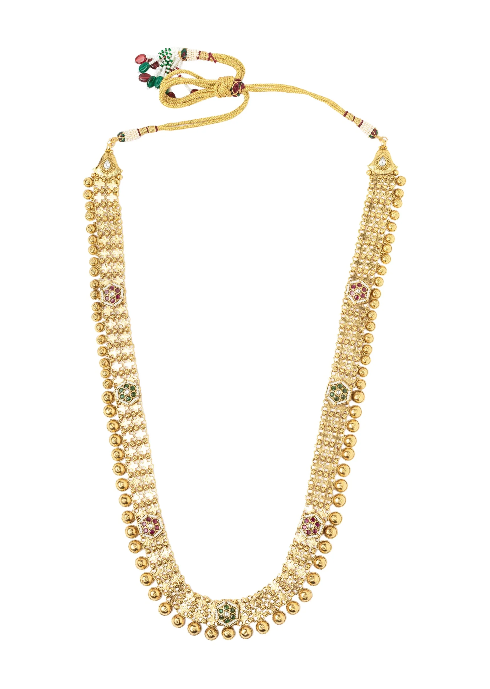 Gold Plated Long Necklace Set With Earrings - Image 2