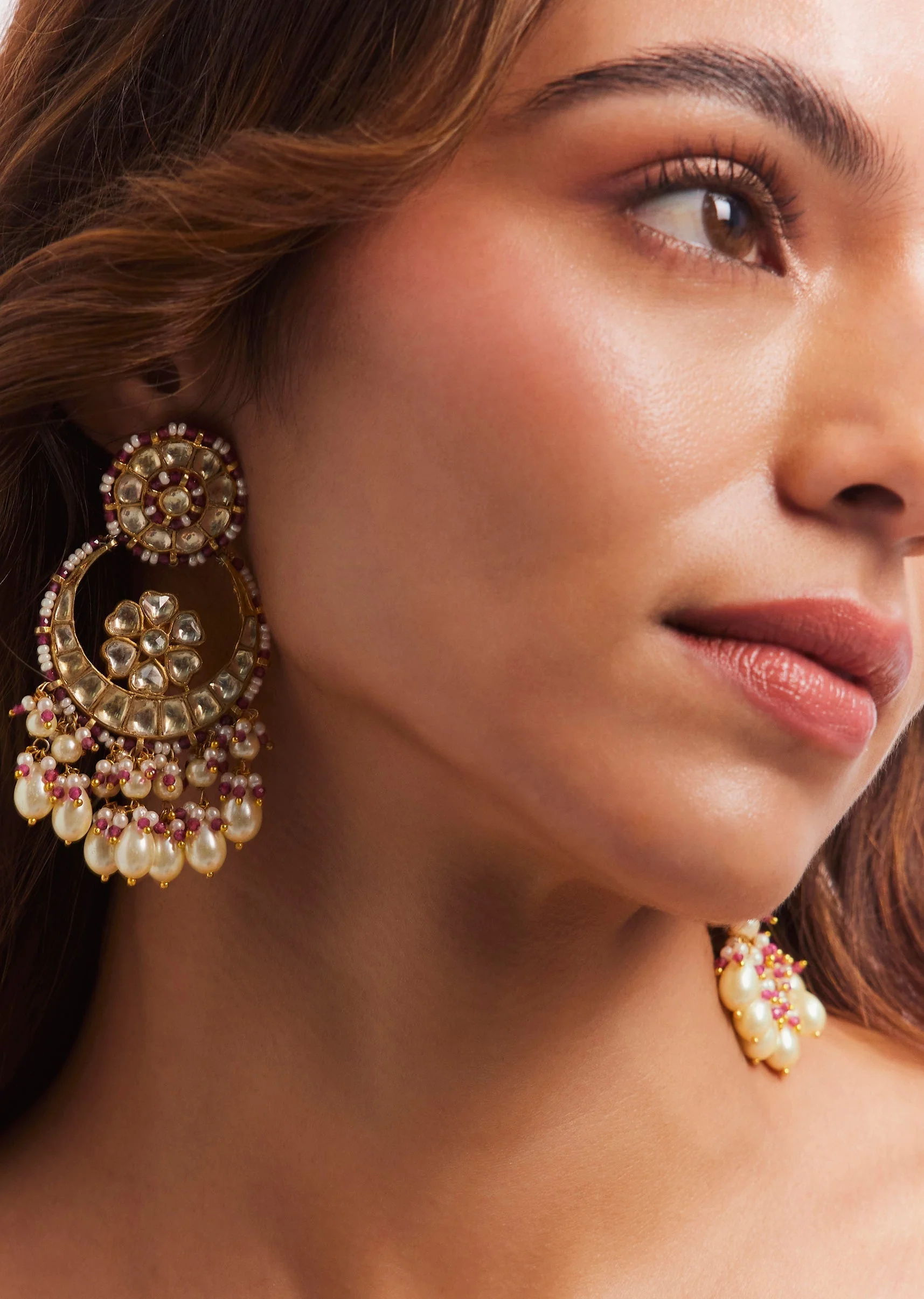 Gold Plated Pachi Kundan Necklace Set - Image 3
