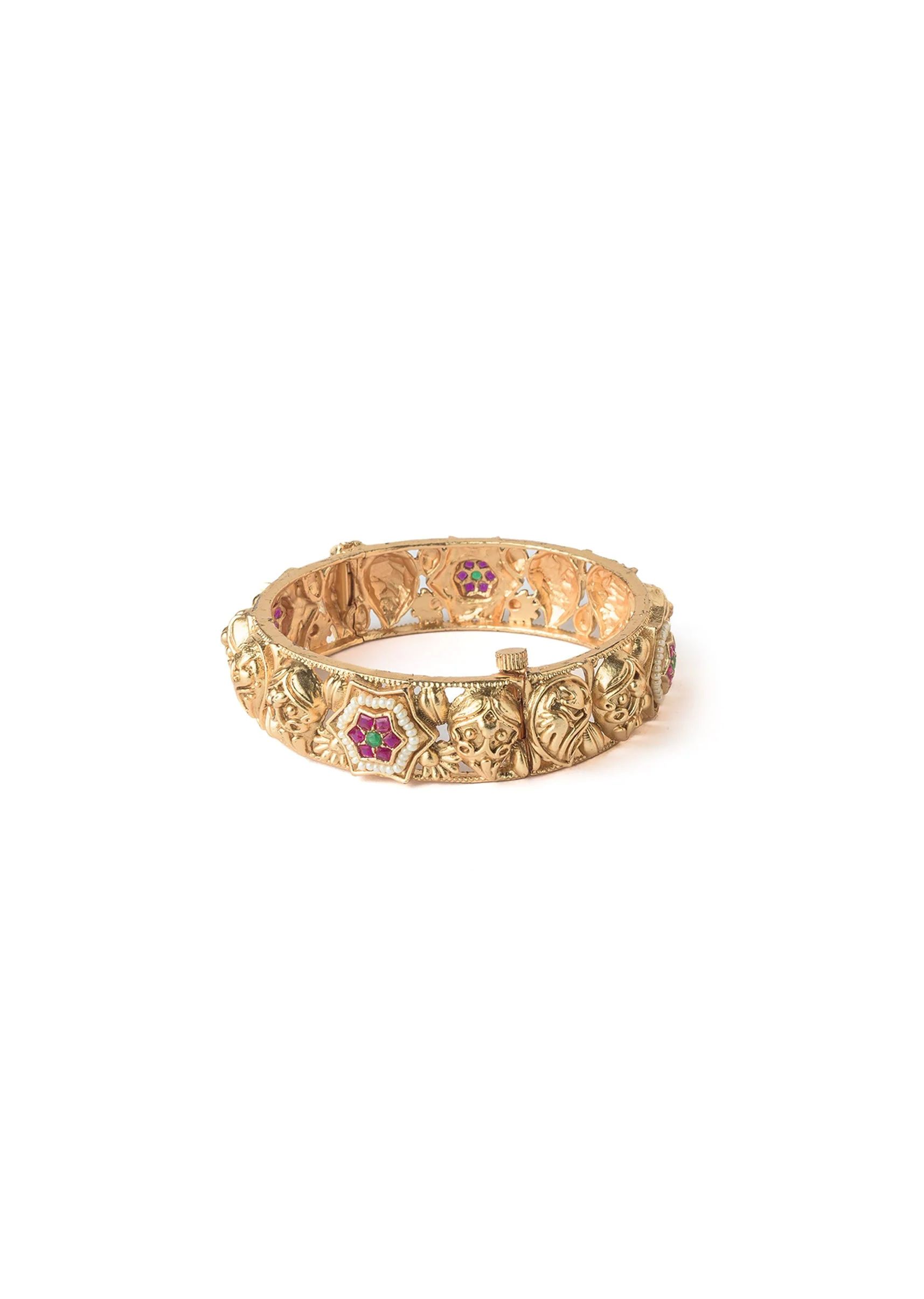 Gold Plated Pink Temple Bangles - Image 3