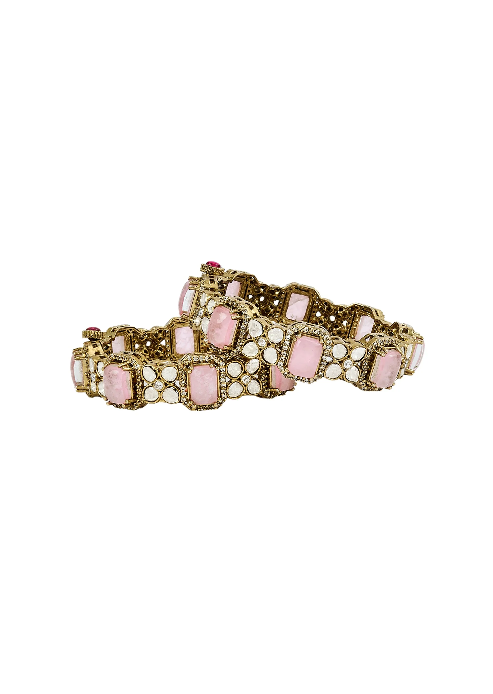 Gold Plated Pink Zircon Bangles - Image 2
