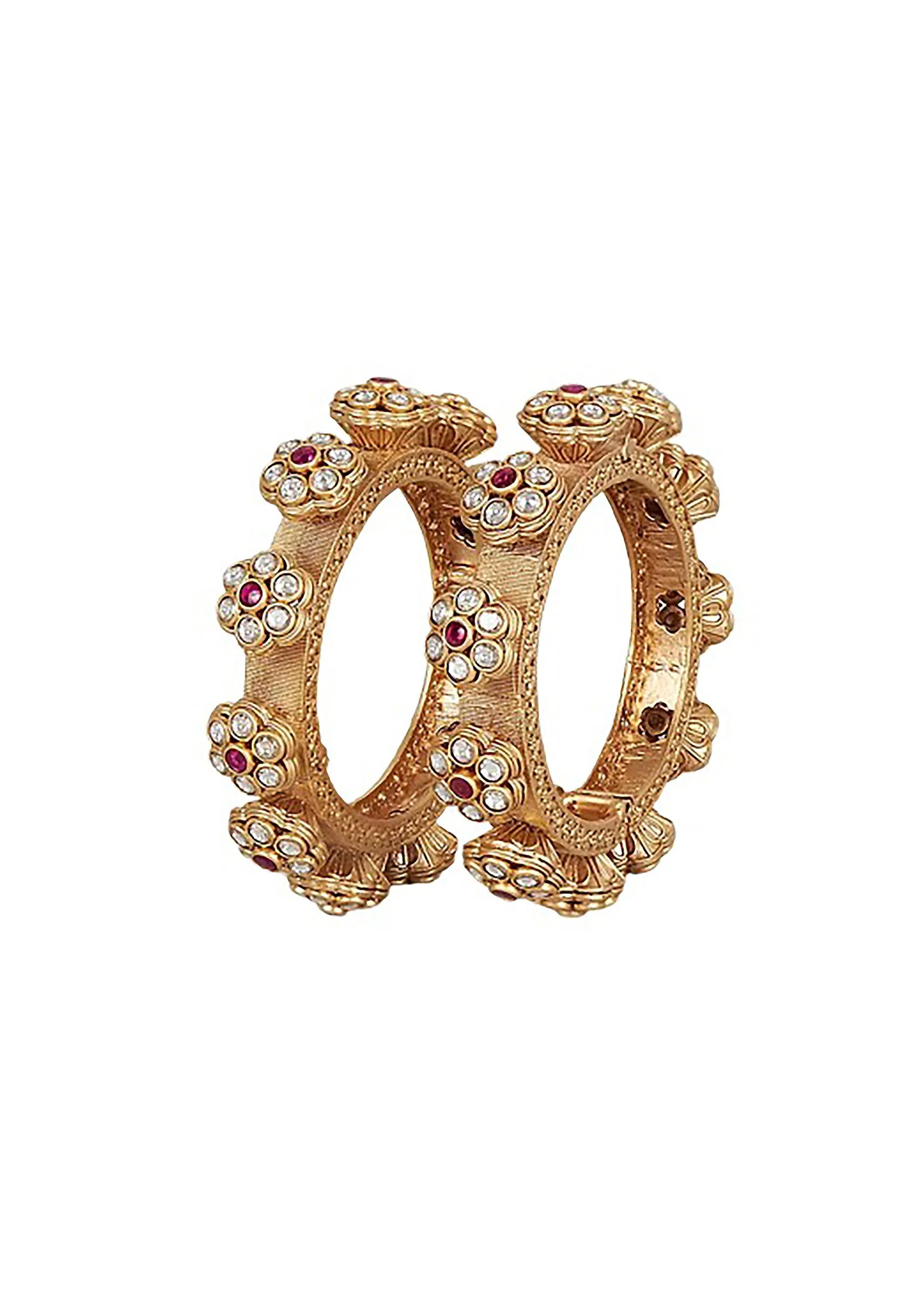 Gold Plated Red Temple Bangles - Image 2