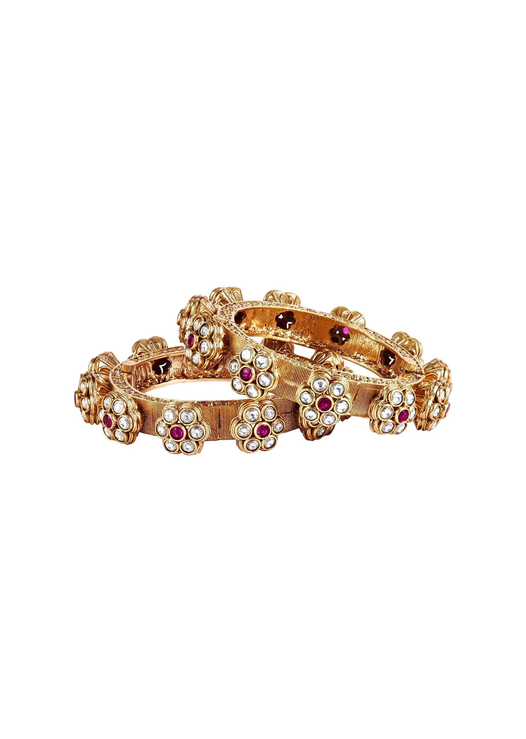 Gold Plated Red Temple Bangles - Image 3