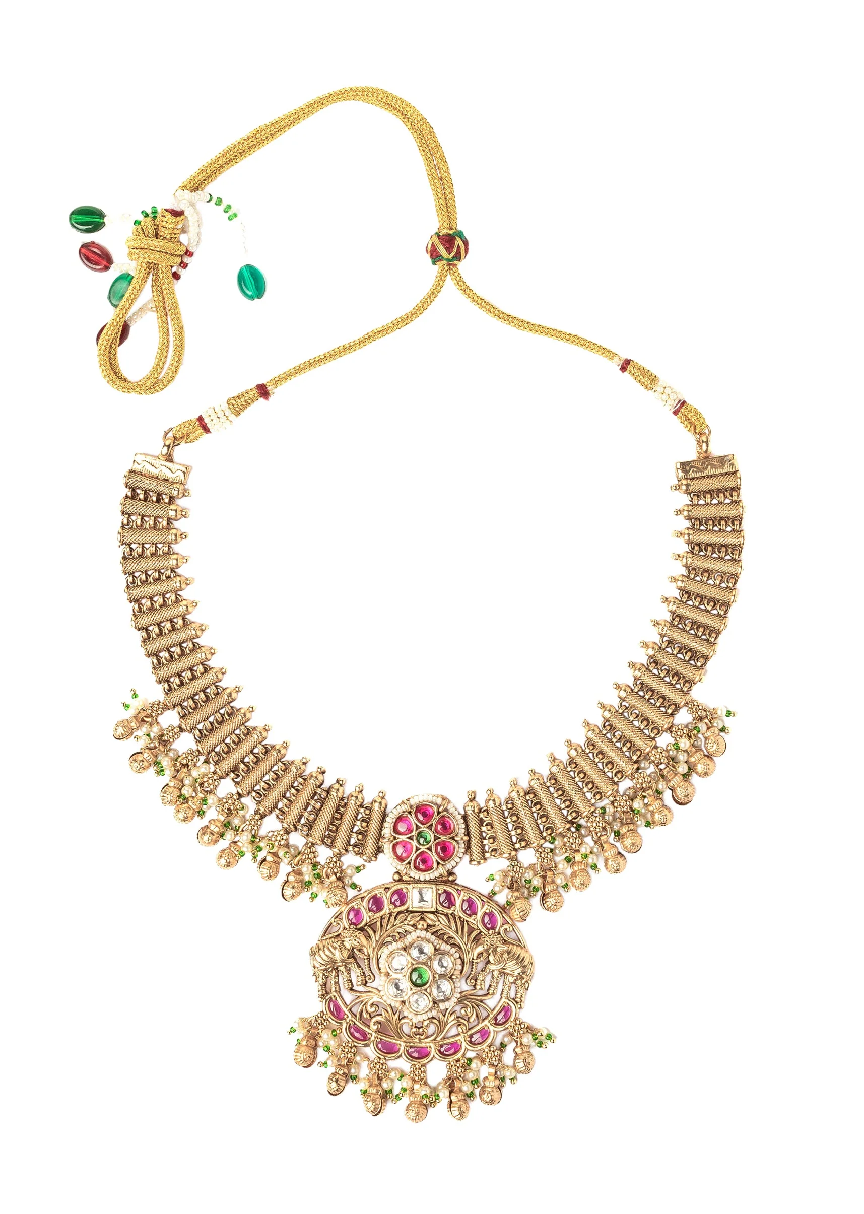 Gold Plated Short Necklace Set With Earrings - Image 2