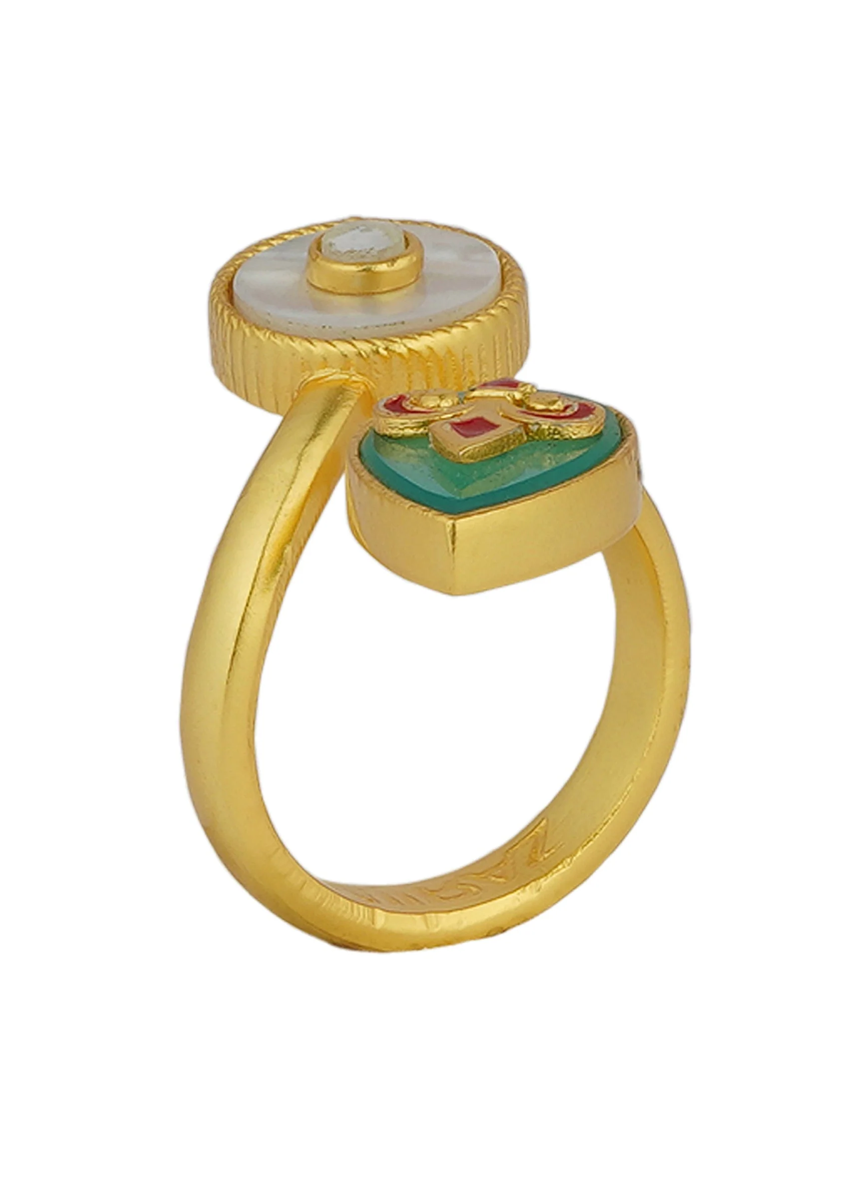 Gold Ring With Green Onyx And Zircon - Image 4