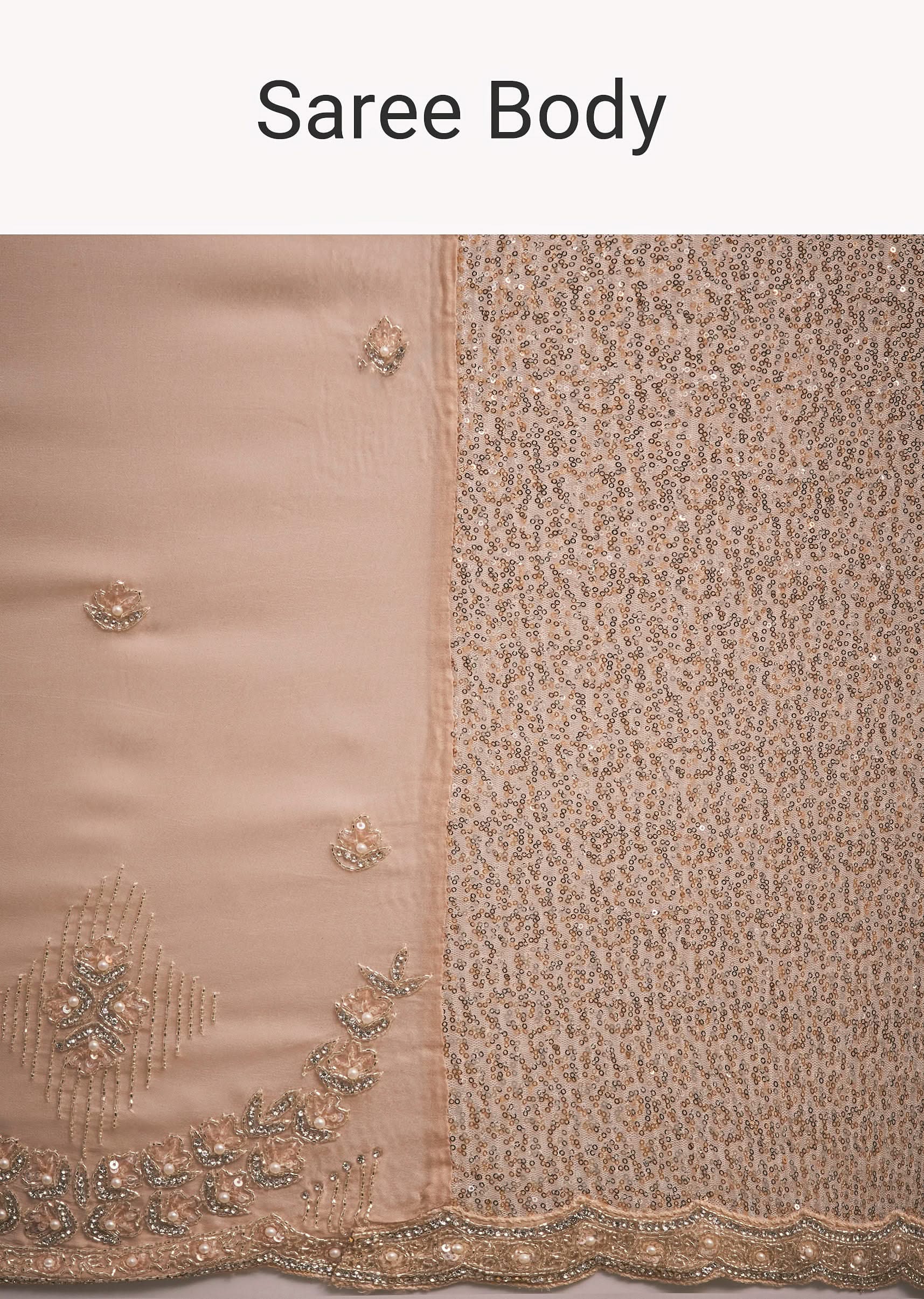 Gold Sequins Saree With An Embellished Border - Image 9