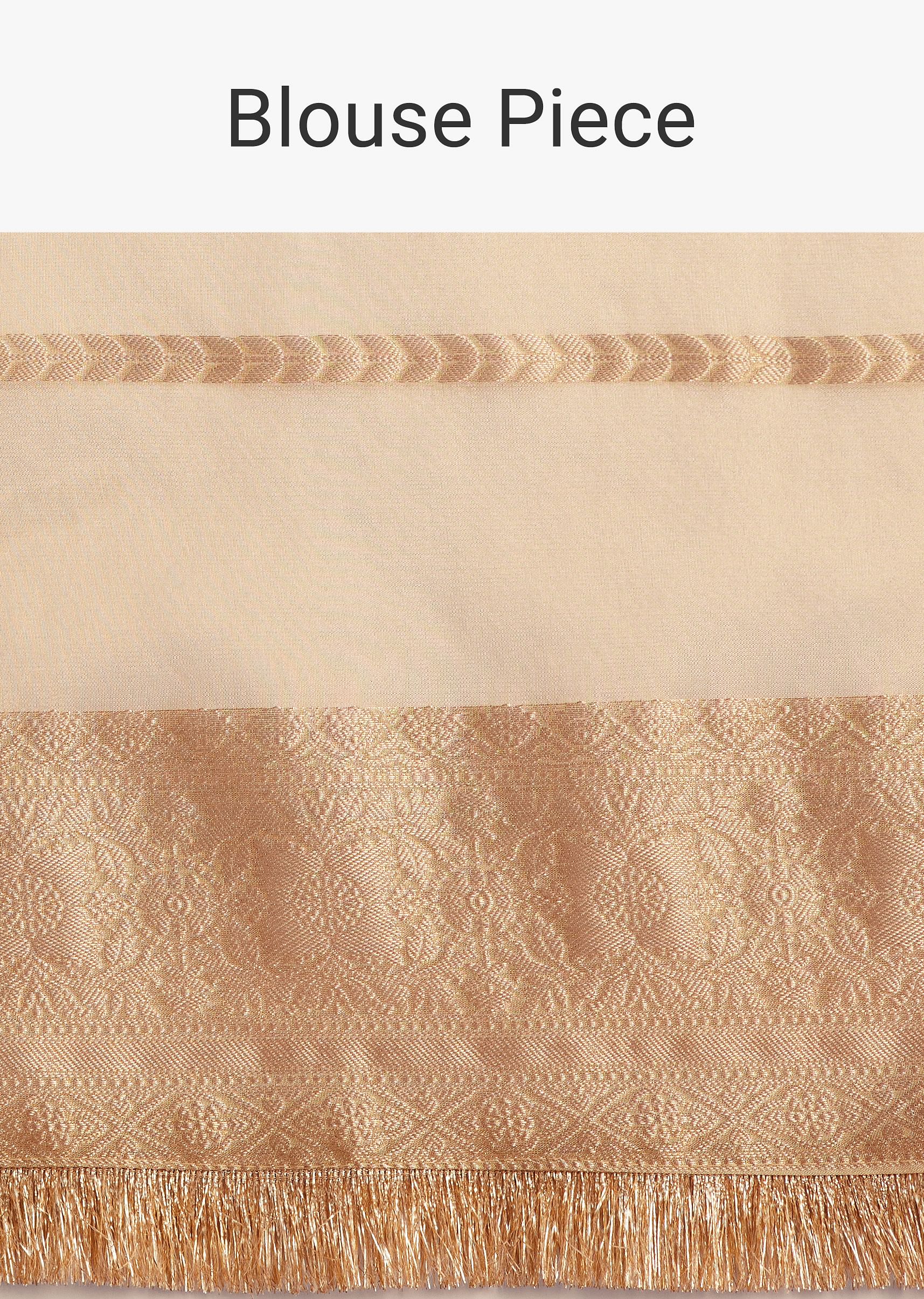 Gold Silk Saree With Zari Woven Border And Zari Frill With Unstitched Blouse - Image 10