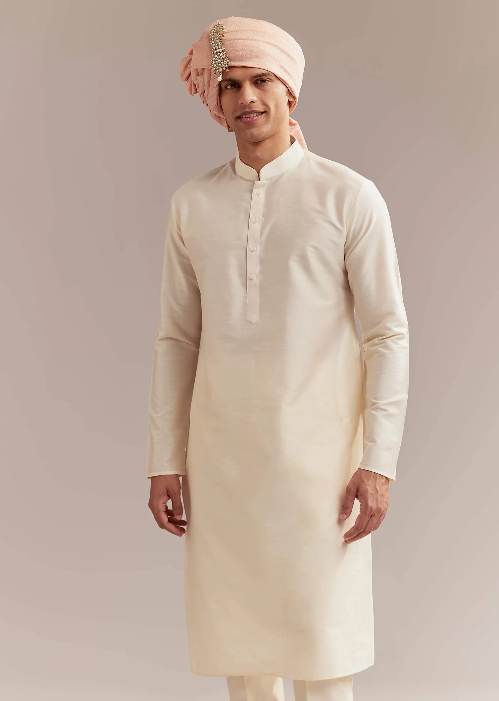 Gold Silk Sherwani For Groom With Heavy Hand Work - Image 7