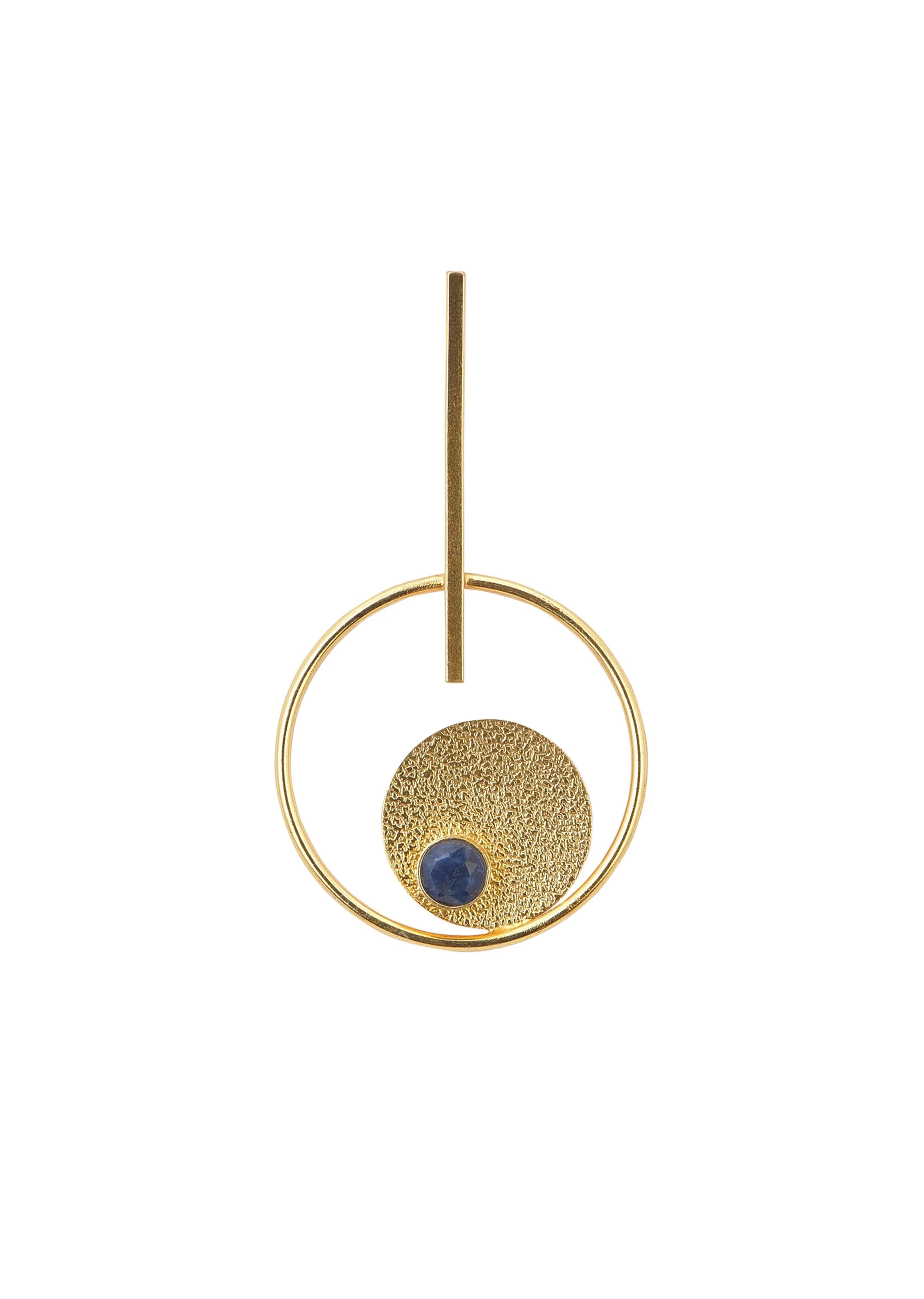 Gold Symetrical Danglers With Blue Enamel Detail