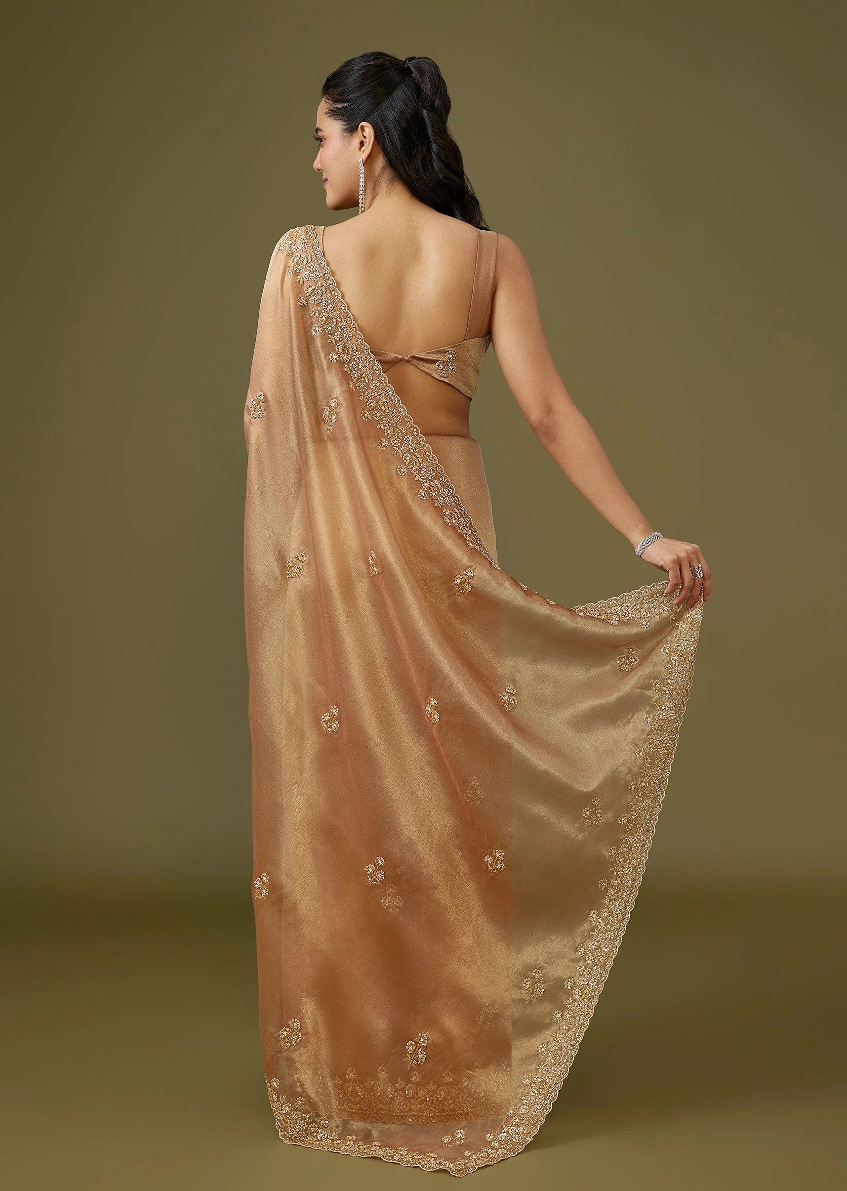 Gold Tissue Saree - Image 4
