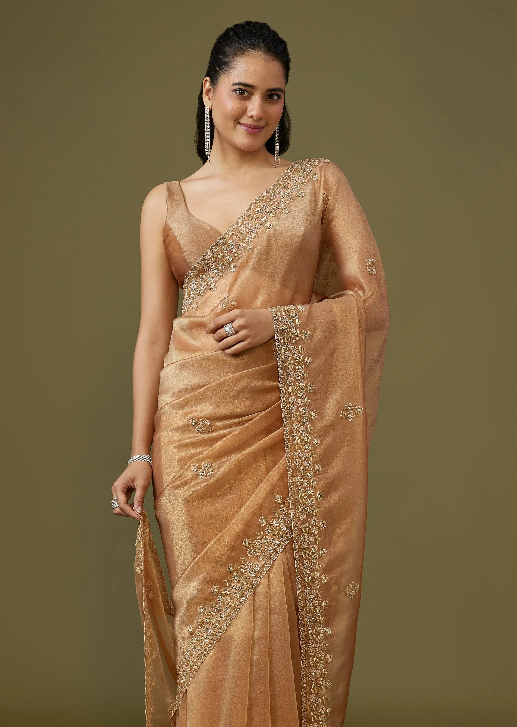 Gold Tissue Saree - Image 5