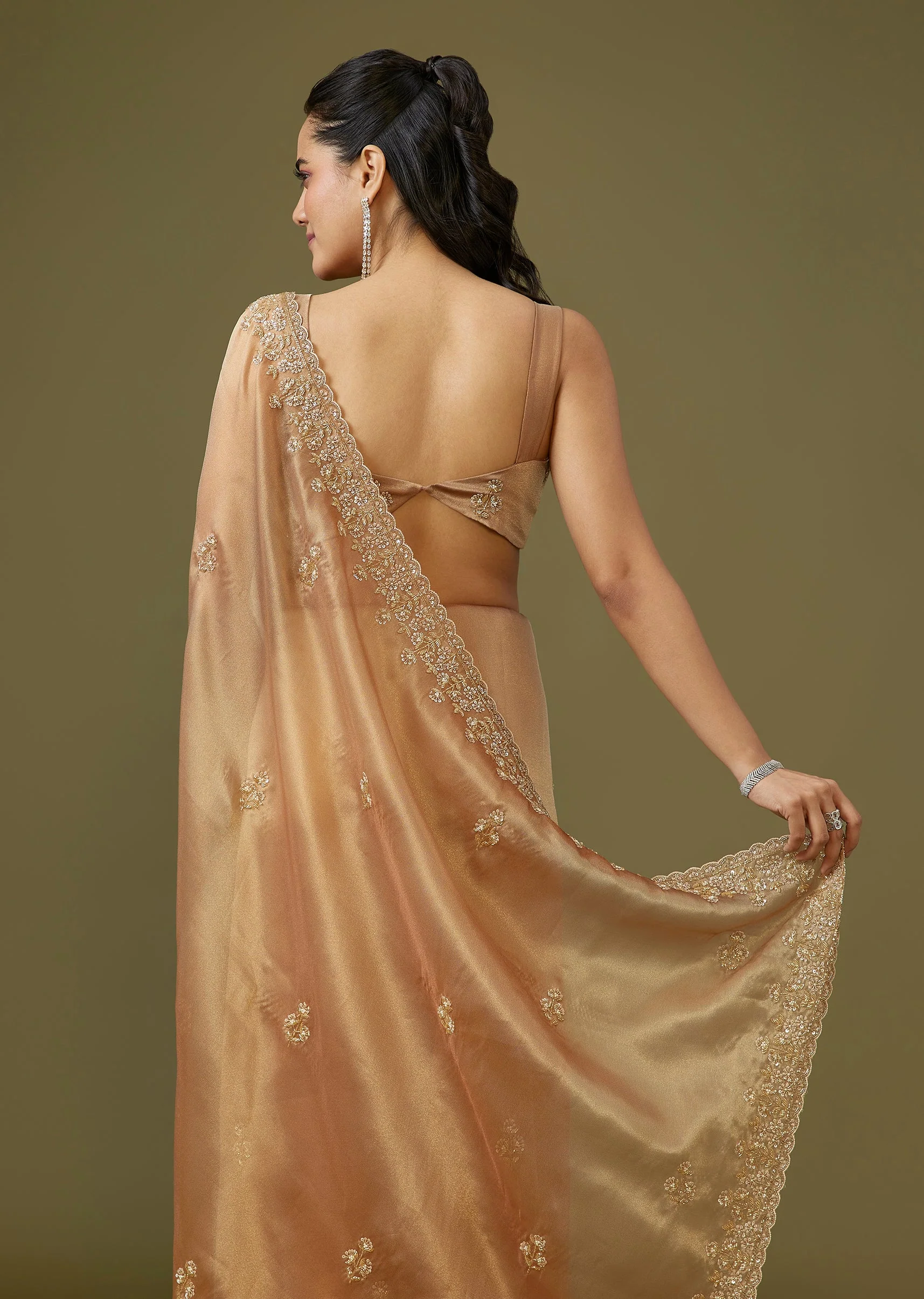 Gold Tissue Saree - Image 6