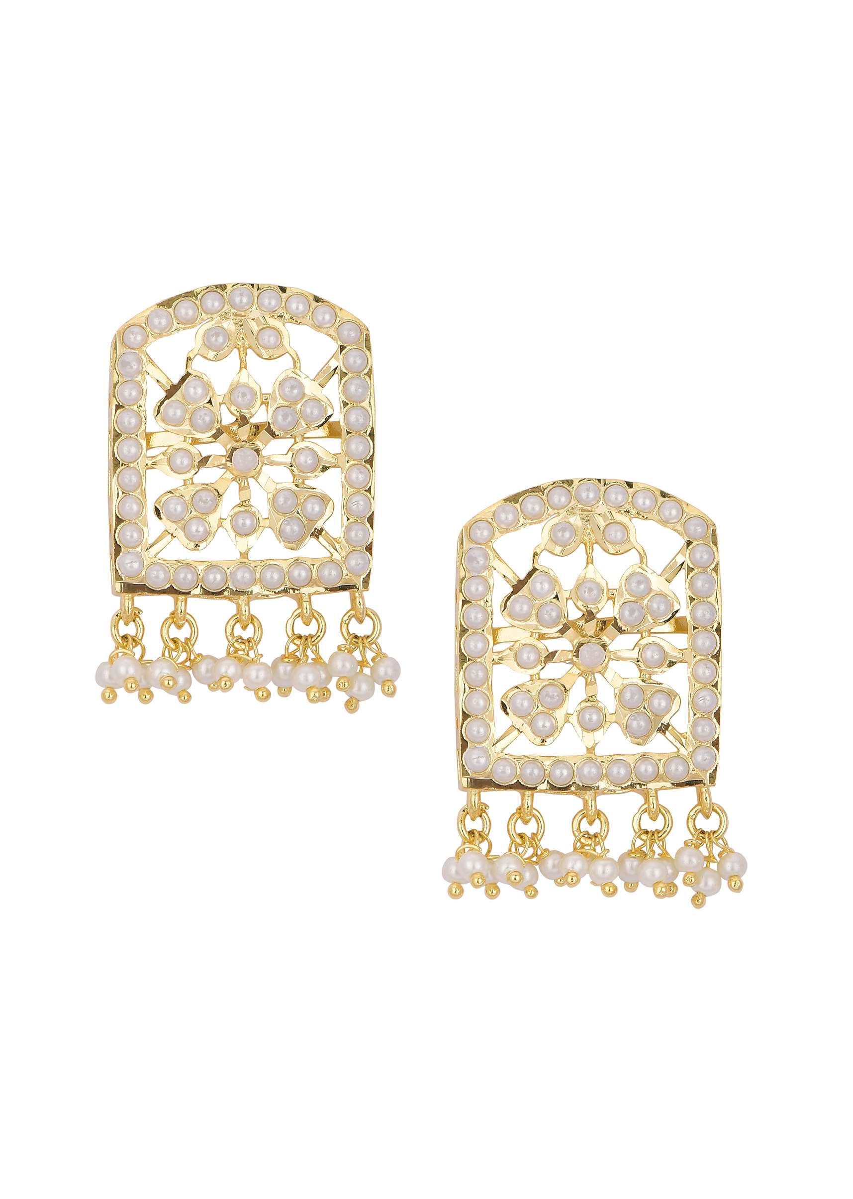 Gold Tone Geometric Kundan Choker Set - Image 7