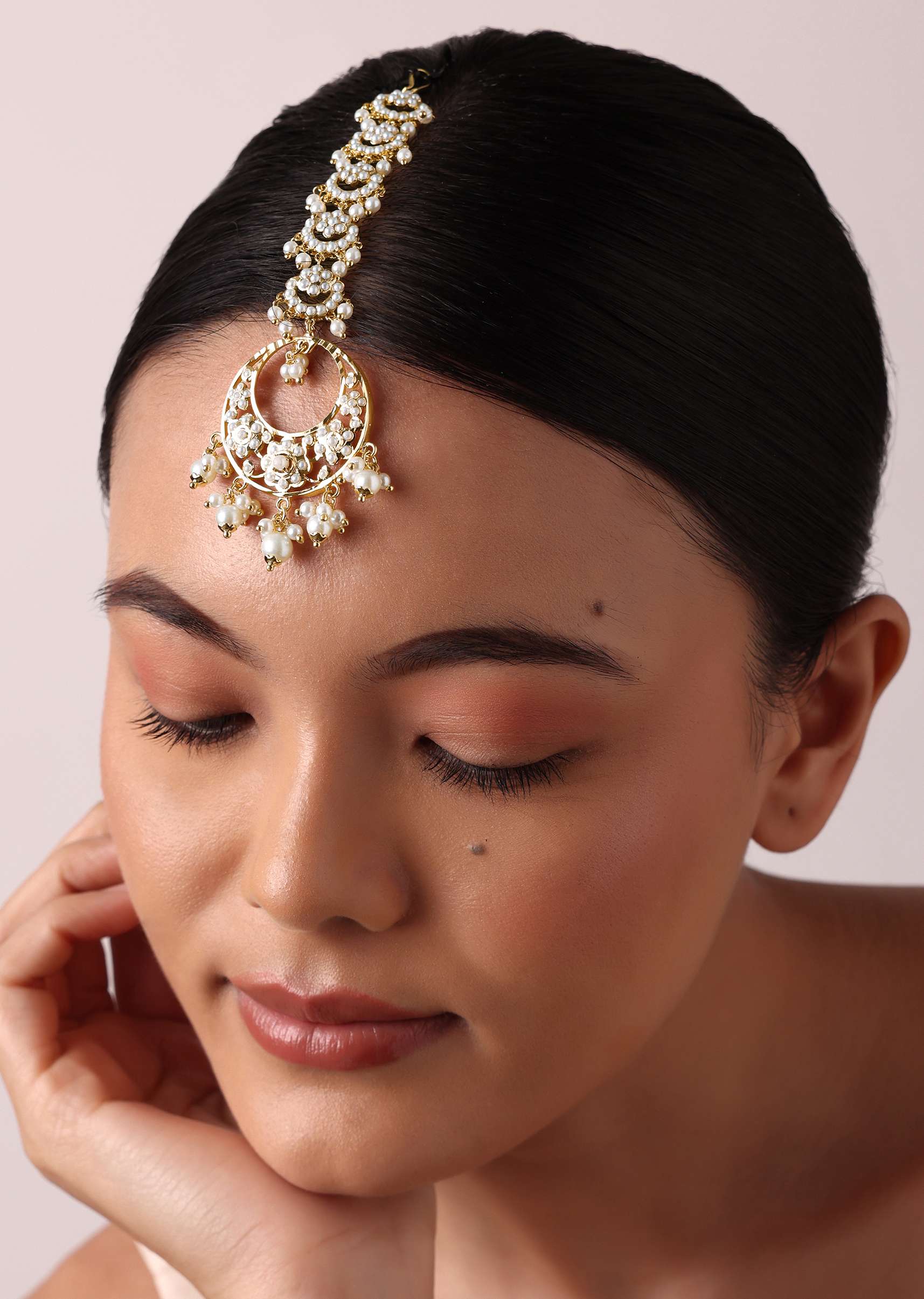Gold Tone Kundan Tiered Maangtikka - Image 2