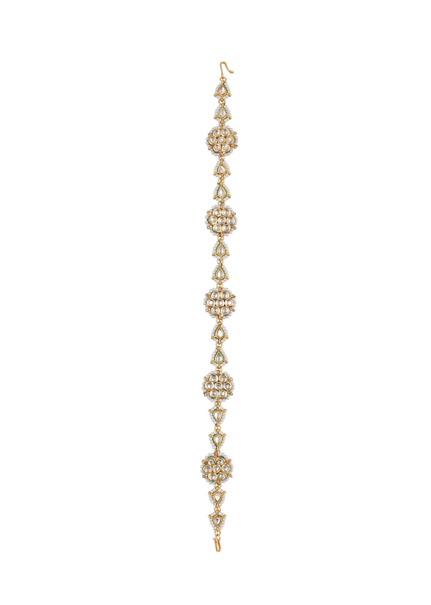 Gold Tone Mathapatti In Pearl And Kundan - Image 3