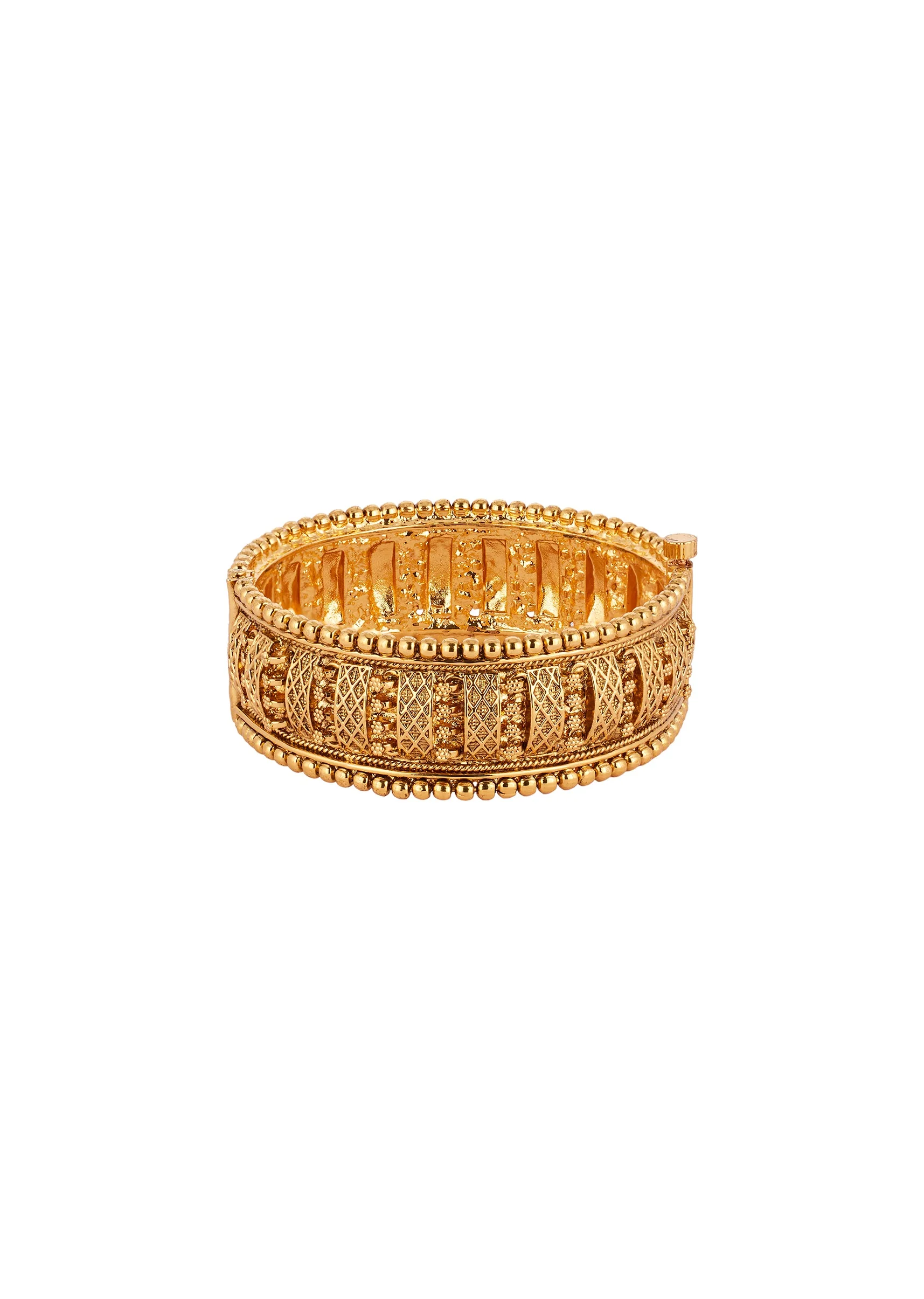 Gold Toned Bangles With Temple Style Motifs - Image 3