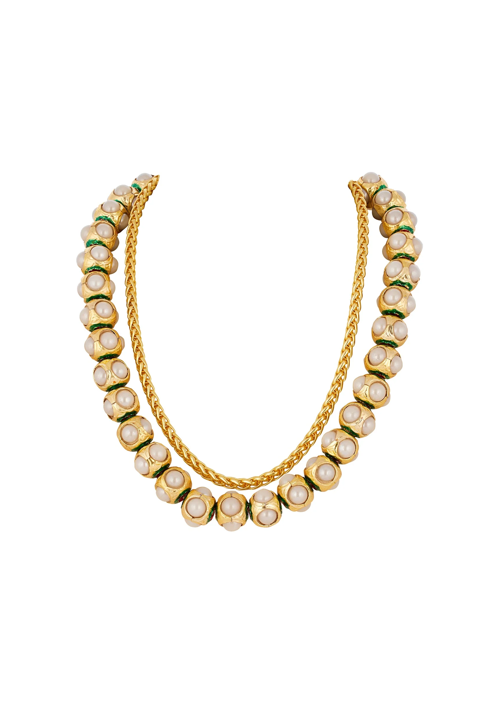 Gold Traditional Kundan Polki Rajwadi Necklace